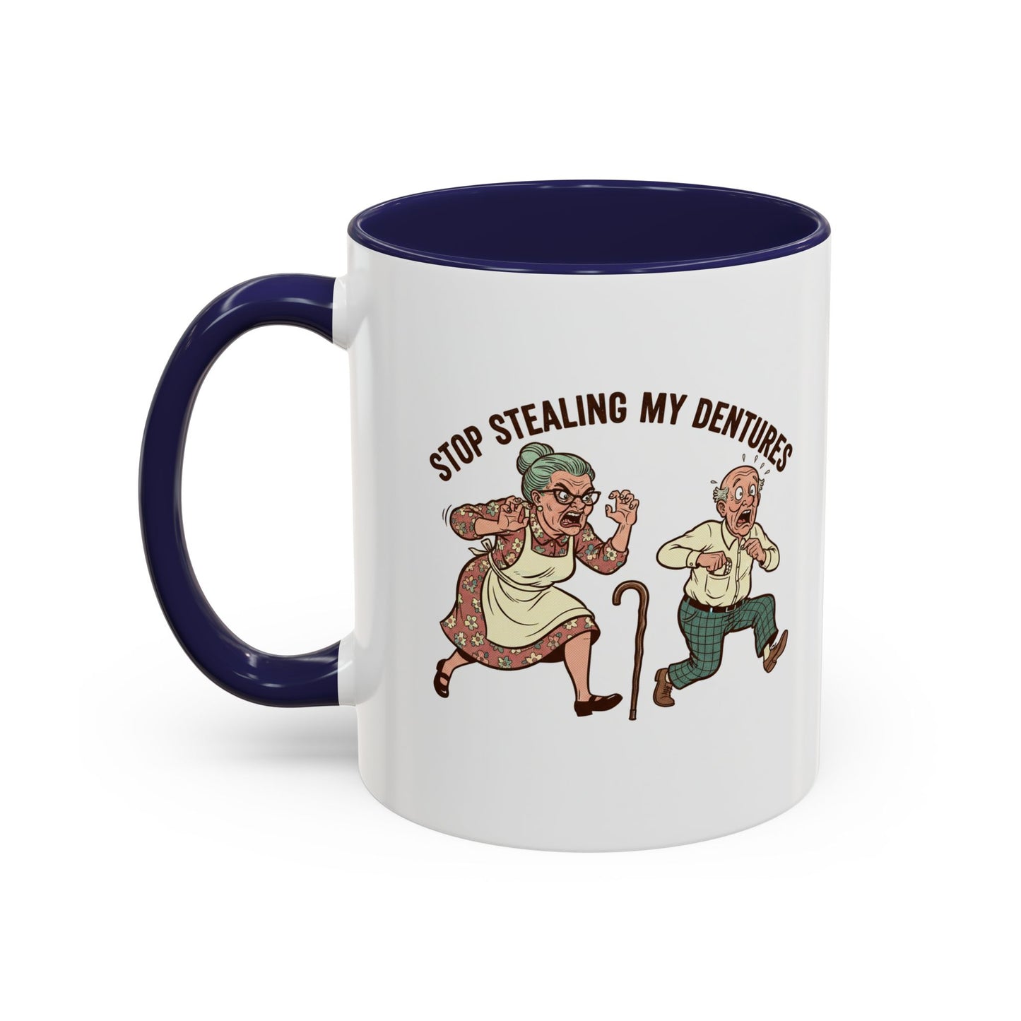 Chattering Dentures Coffee Mug — Funny Dental Illustration Accent Mug