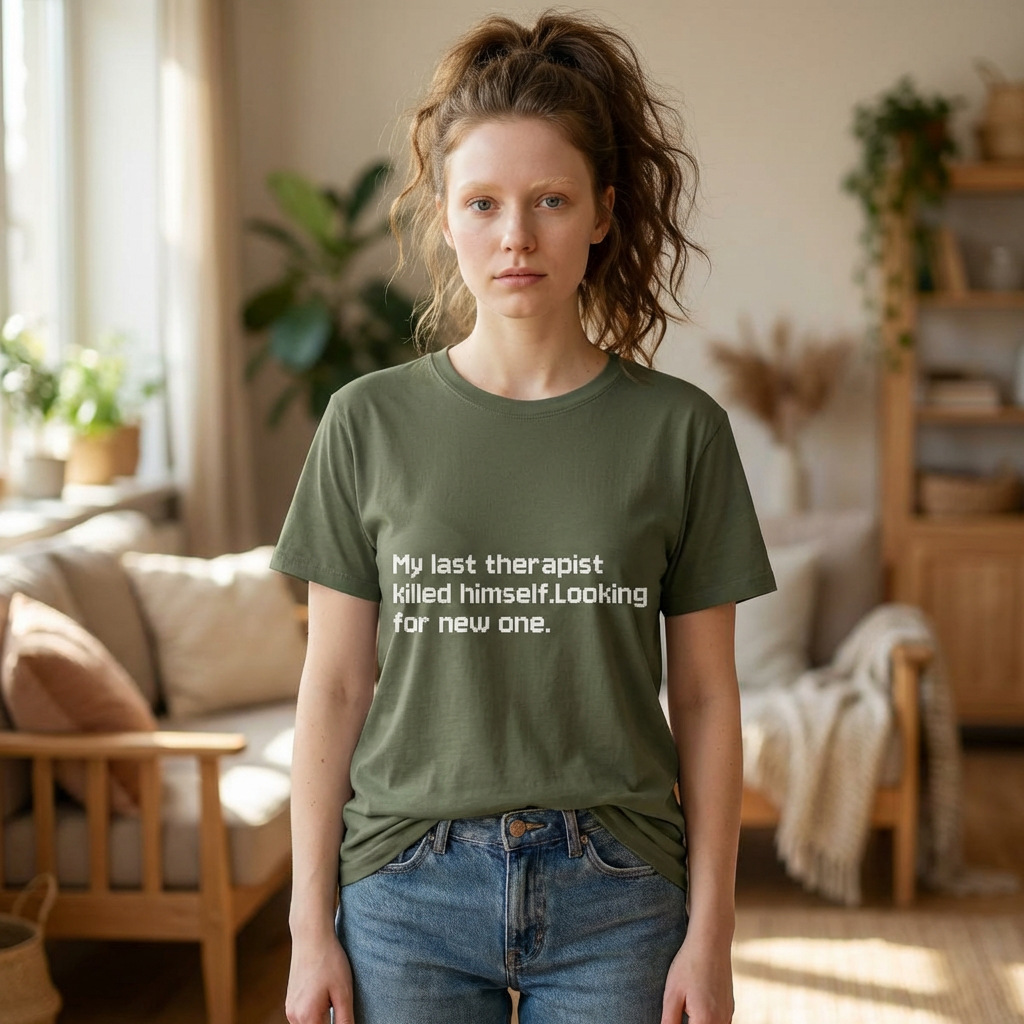 Graphic T-Shirt — "My Last Therapist Killed Himself. Looking for New One."