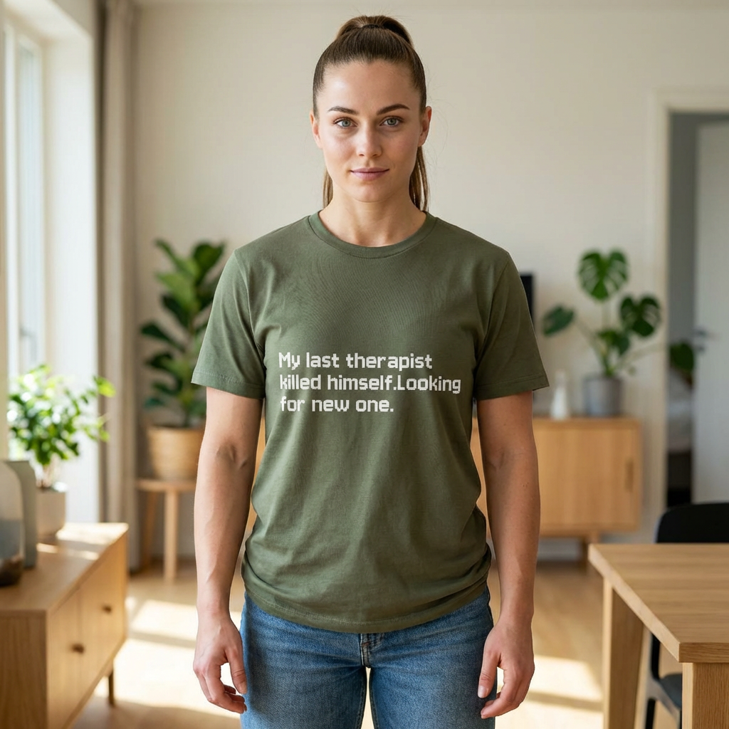 Graphic T-Shirt — "My Last Therapist Killed Himself. Looking for New One."