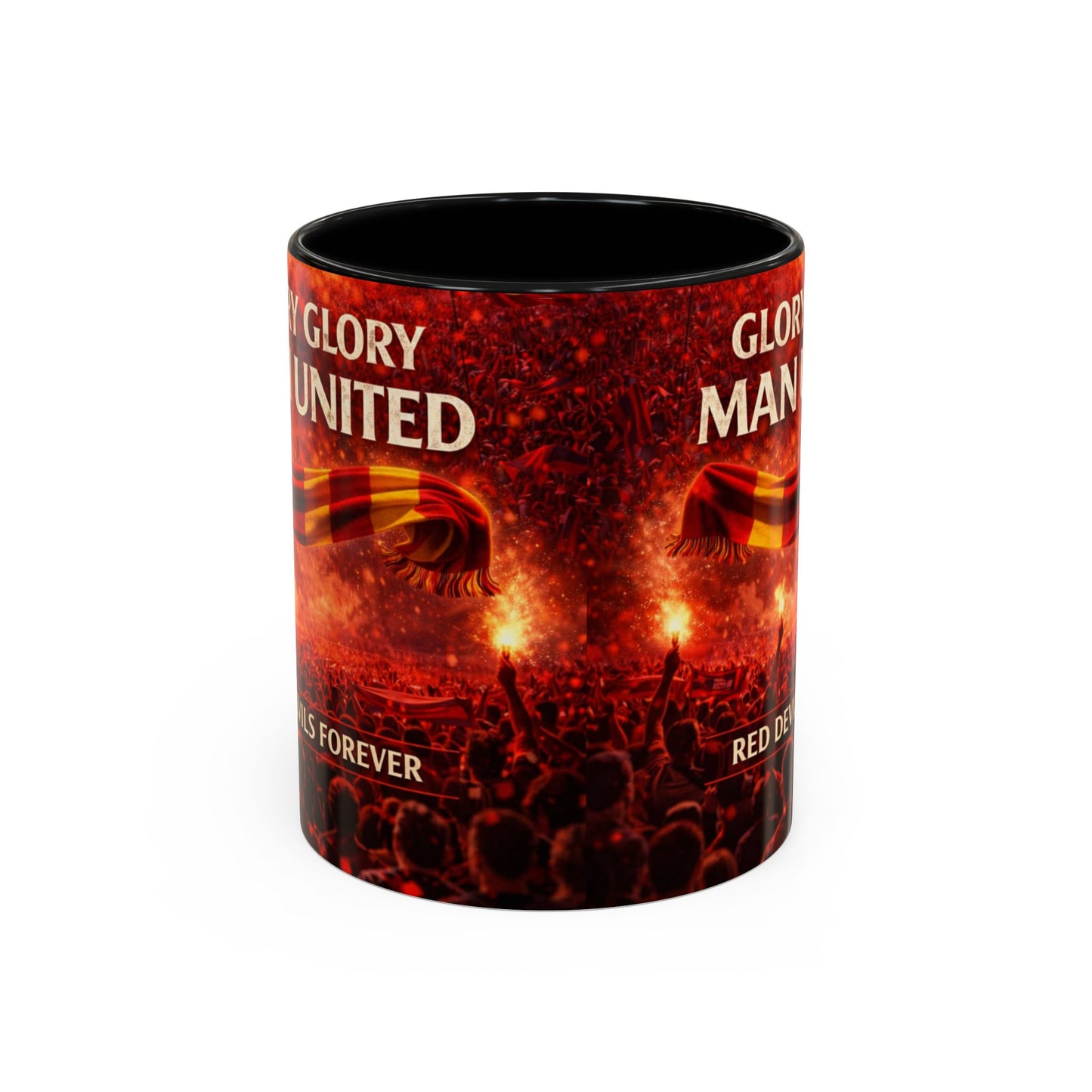 Taza del Manchester United con el logo de los Red Devils. "Glory Glory"