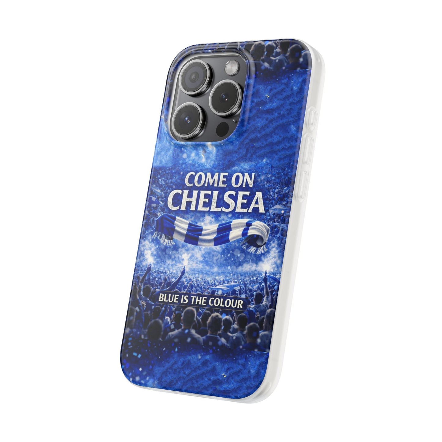 Funda flexible para teléfono del Chelsea Football: "Vamos Chelsea" en azul para aficionados