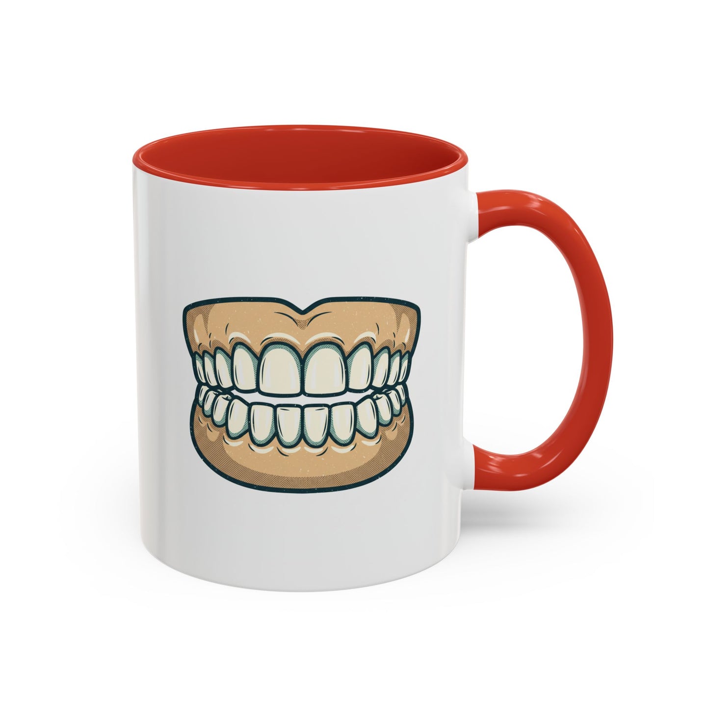 Chattering Dentures Coffee Mug — Funny Dental Illustration Accent Mug