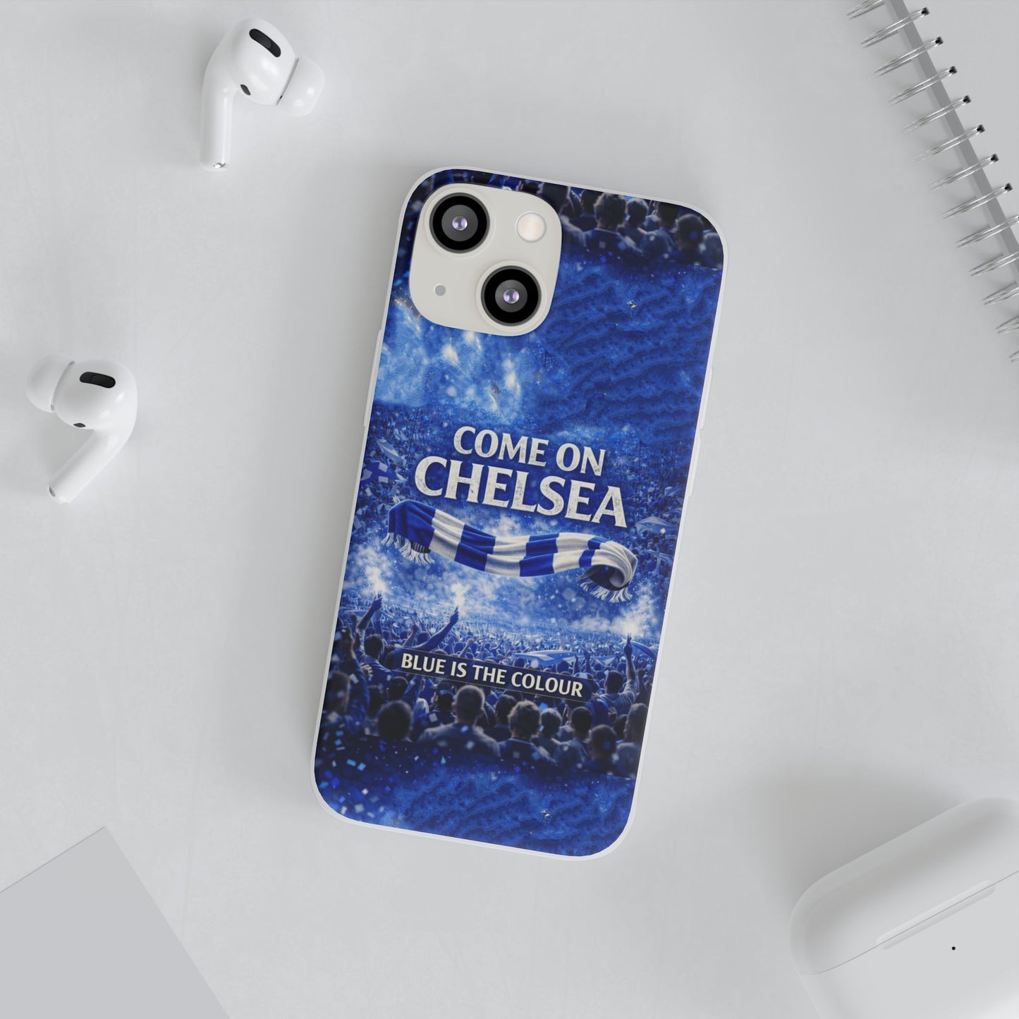 Funda flexible para teléfono del Chelsea Football: "Vamos Chelsea" en azul para aficionados
