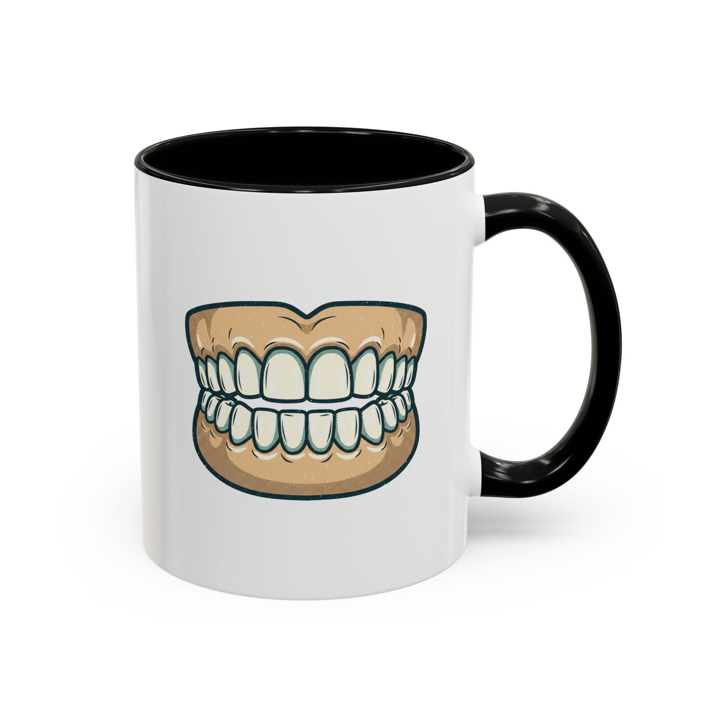 Chattering Dentures Coffee Mug — Funny Dental Illustration Accent Mug