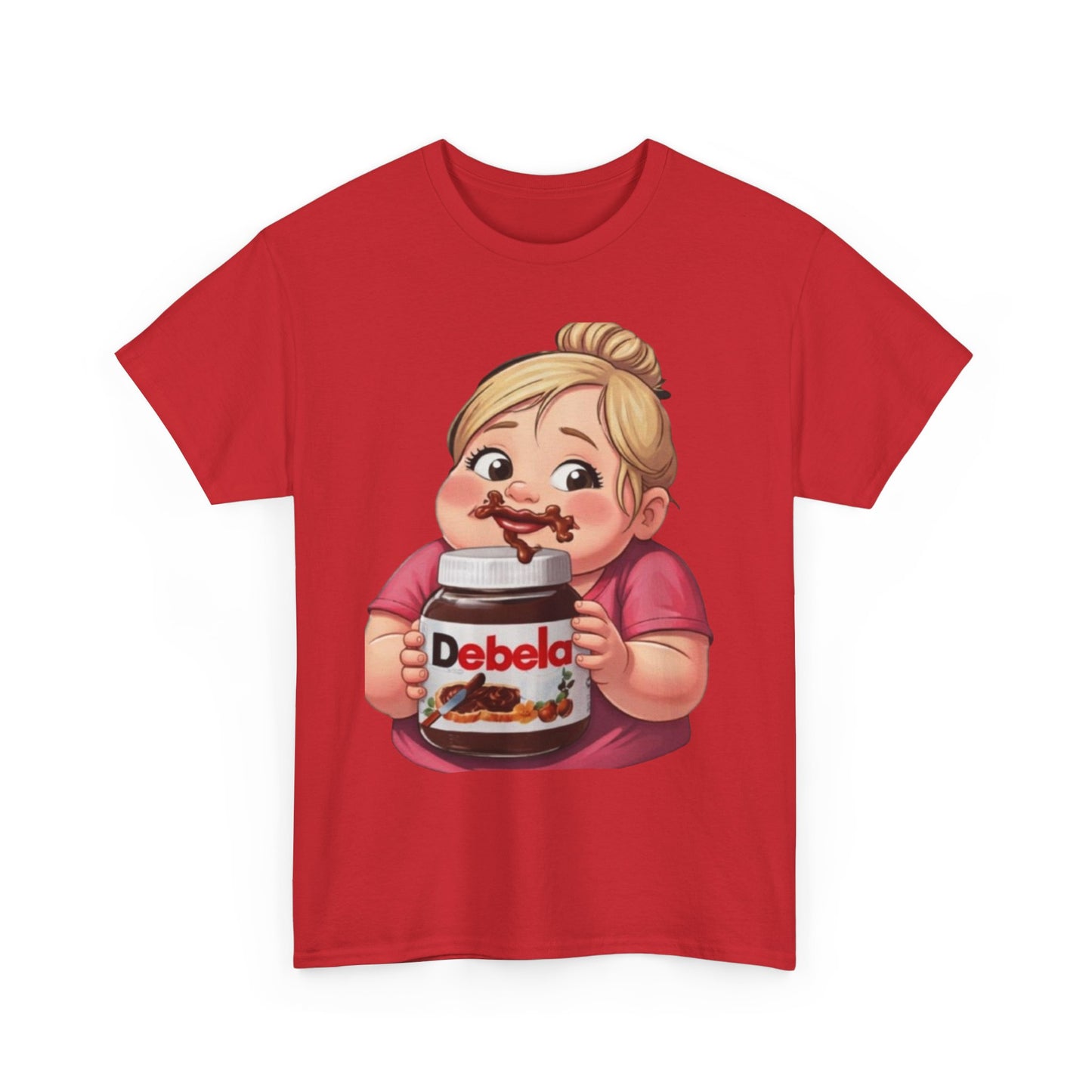 Camiseta con un niño adorable sosteniendo un tarro inspirada en Nutella — Camiseta divertida para amantes de los postres 