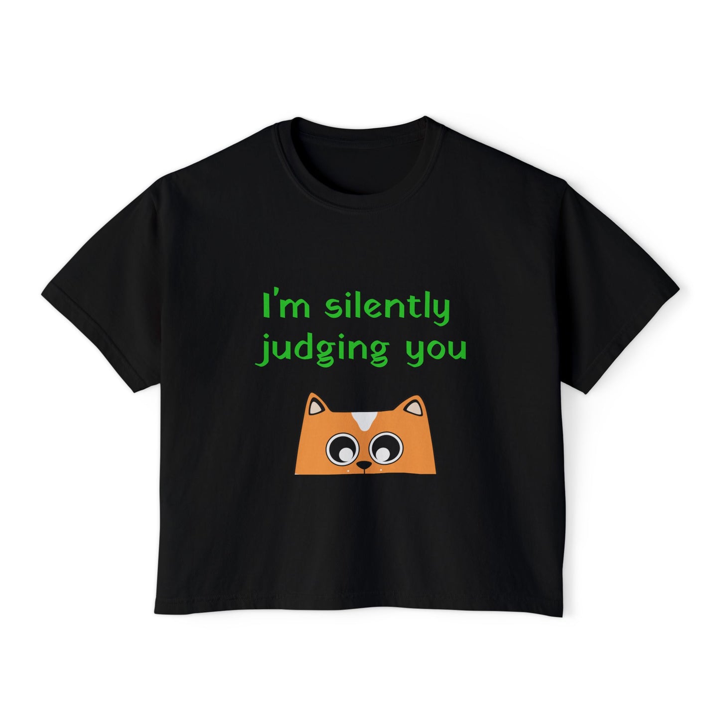 I'm Silently Judging You Cat Boxy Tee — Women's Funny Graphic T‑Shirt