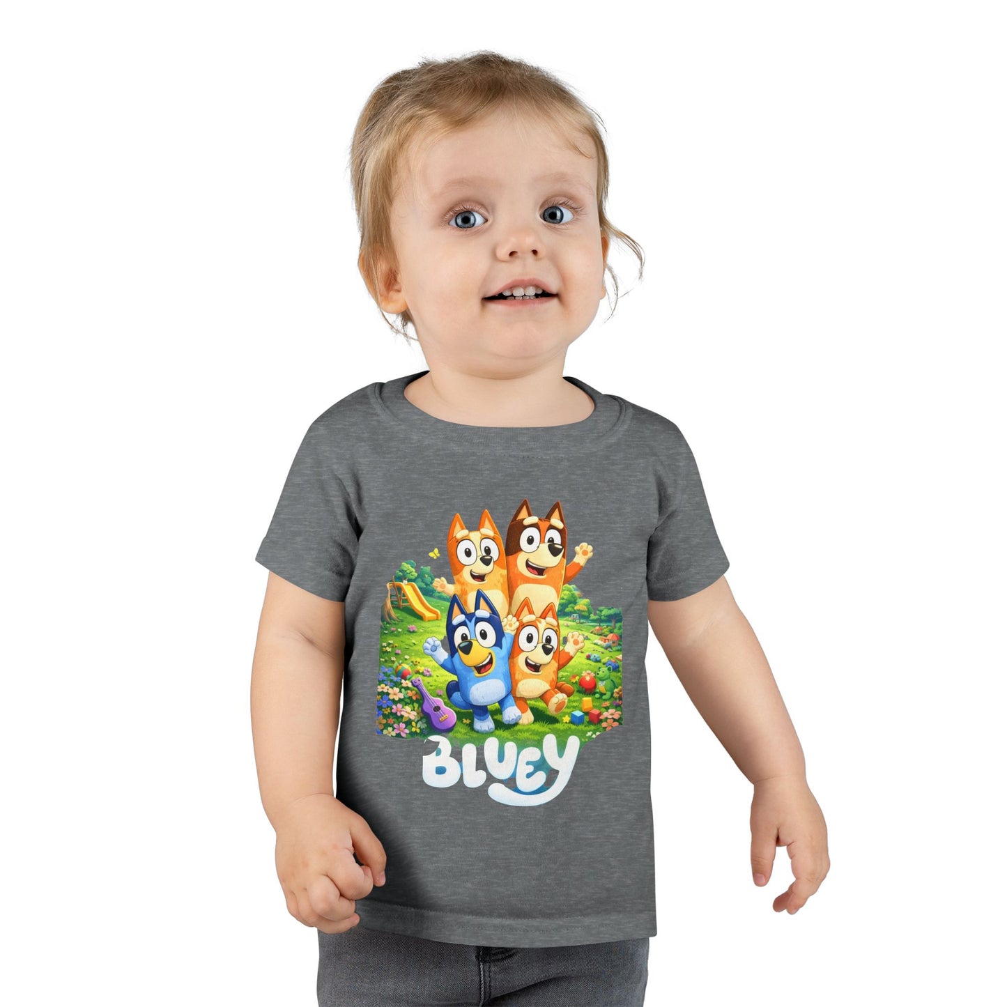 Bluey Family Toddler T-Shirt — Colorful Cartoon Puppy Graphic Tee