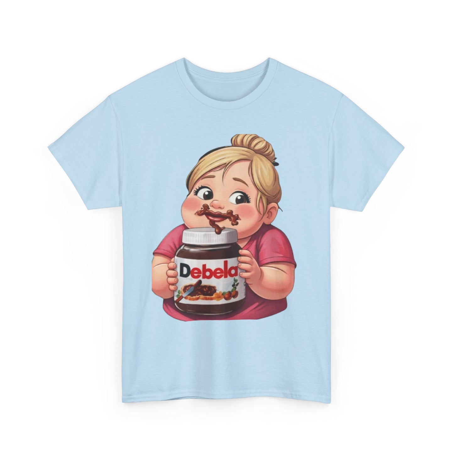 Camiseta con un niño adorable sosteniendo un tarro inspirada en Nutella — Camiseta divertida para amantes de los postres 