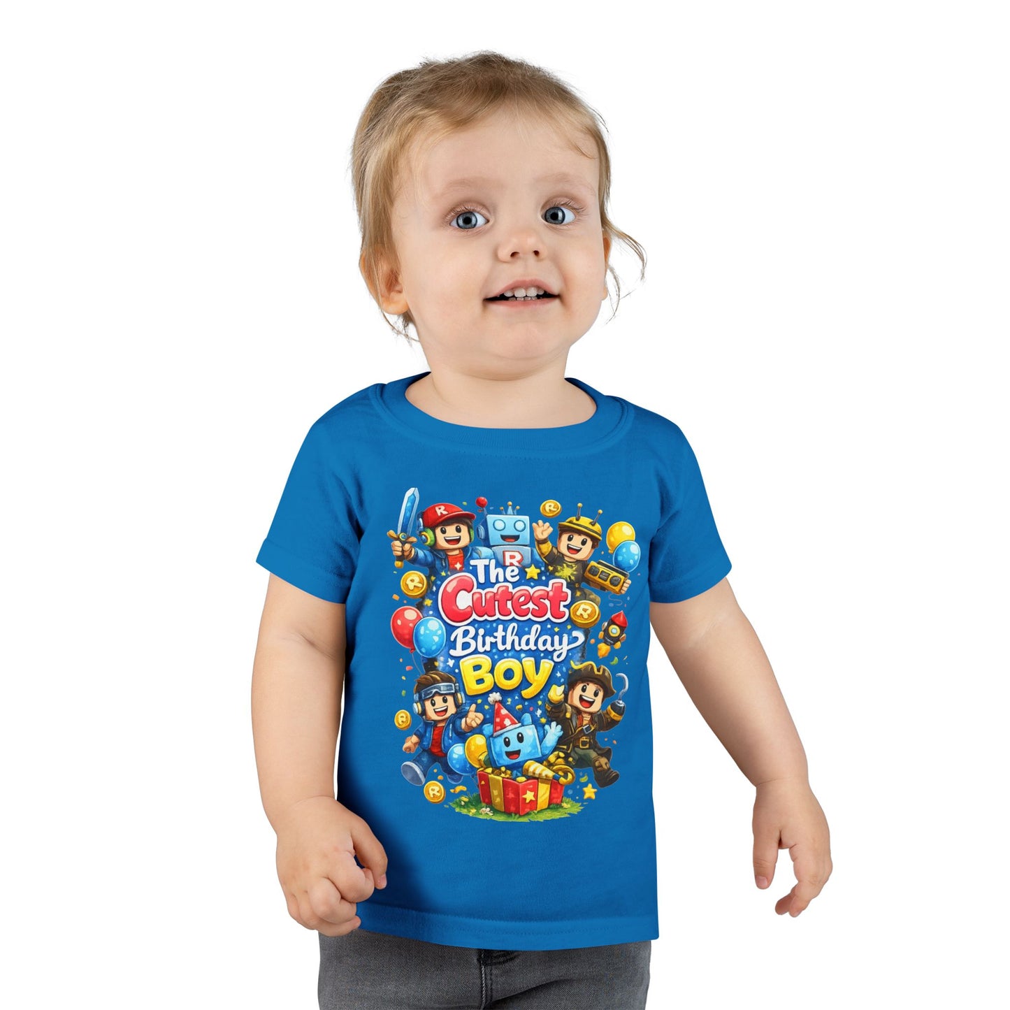 Toddler T-Shirt — "The Cutest Birthday Boy" Roblox Party Tee