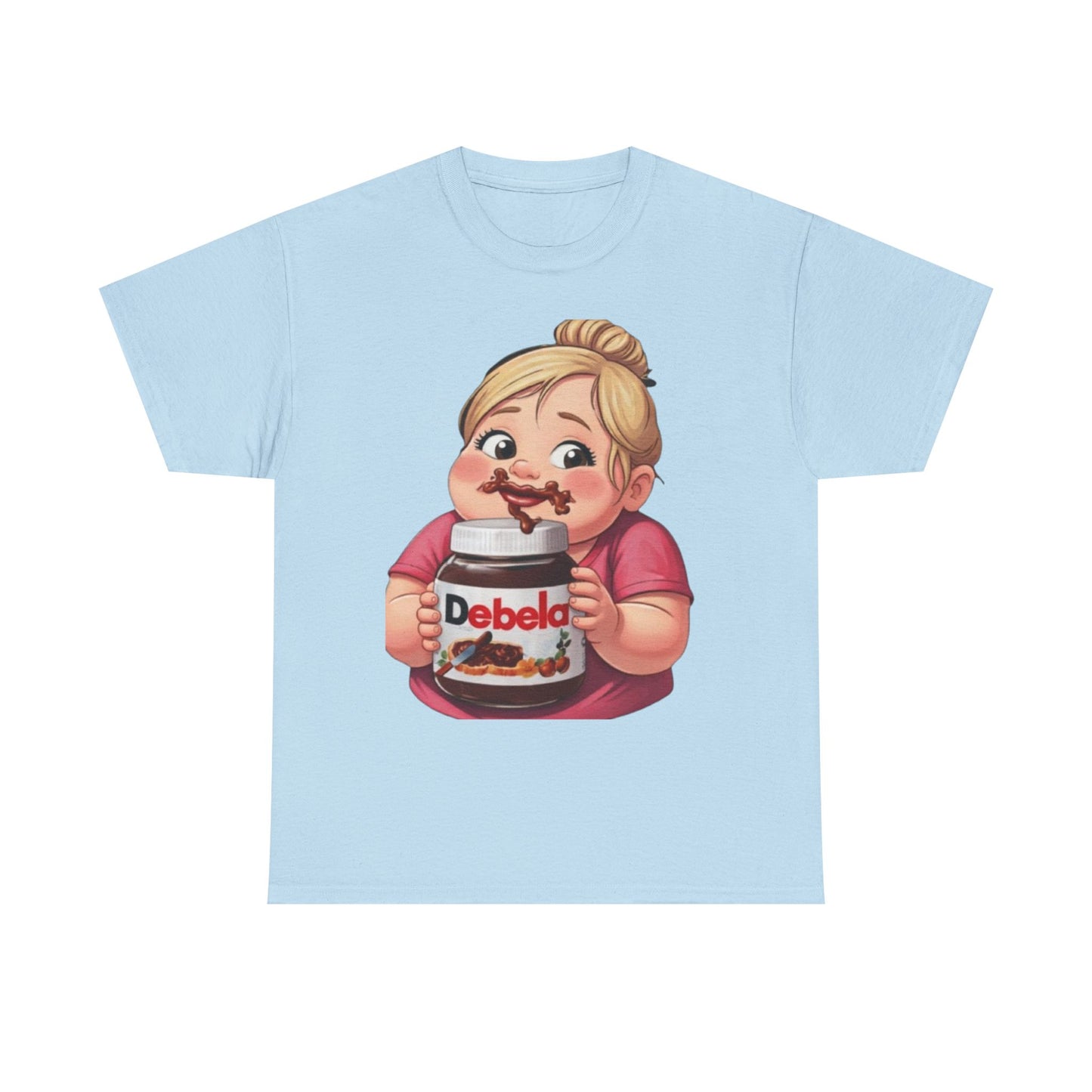 Camiseta con un niño adorable sosteniendo un tarro inspirada en Nutella — Camiseta divertida para amantes de los postres 