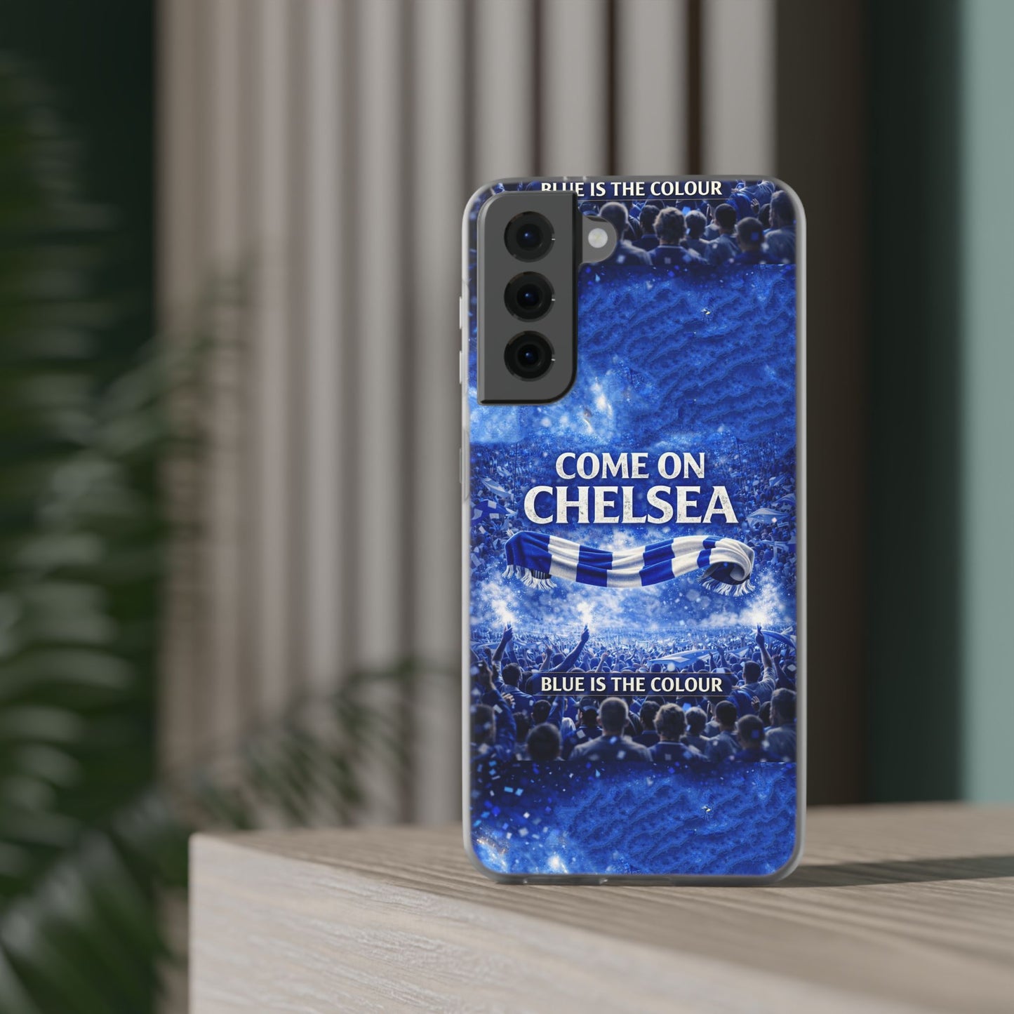 Funda flexible para teléfono del Chelsea Football: "Vamos Chelsea" en azul para aficionados