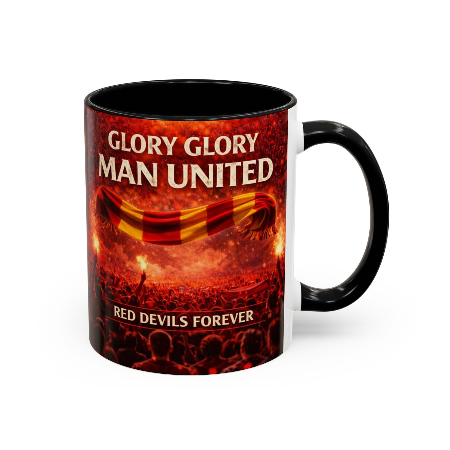 Taza del Manchester United con el logo de los Red Devils. "Glory Glory"