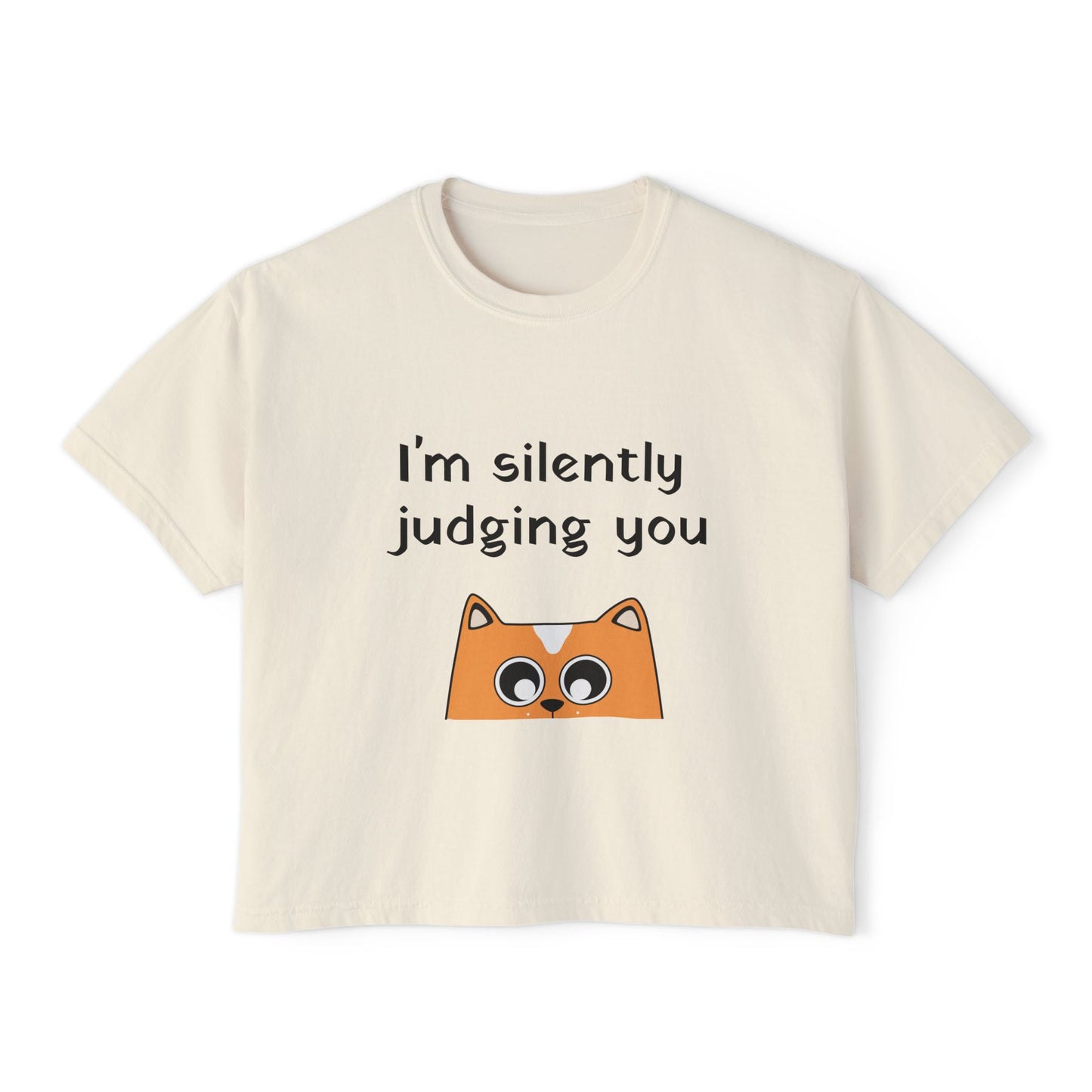 I'm Silently Judging You Cat Boxy Tee — Women's Funny Graphic T‑Shirt
