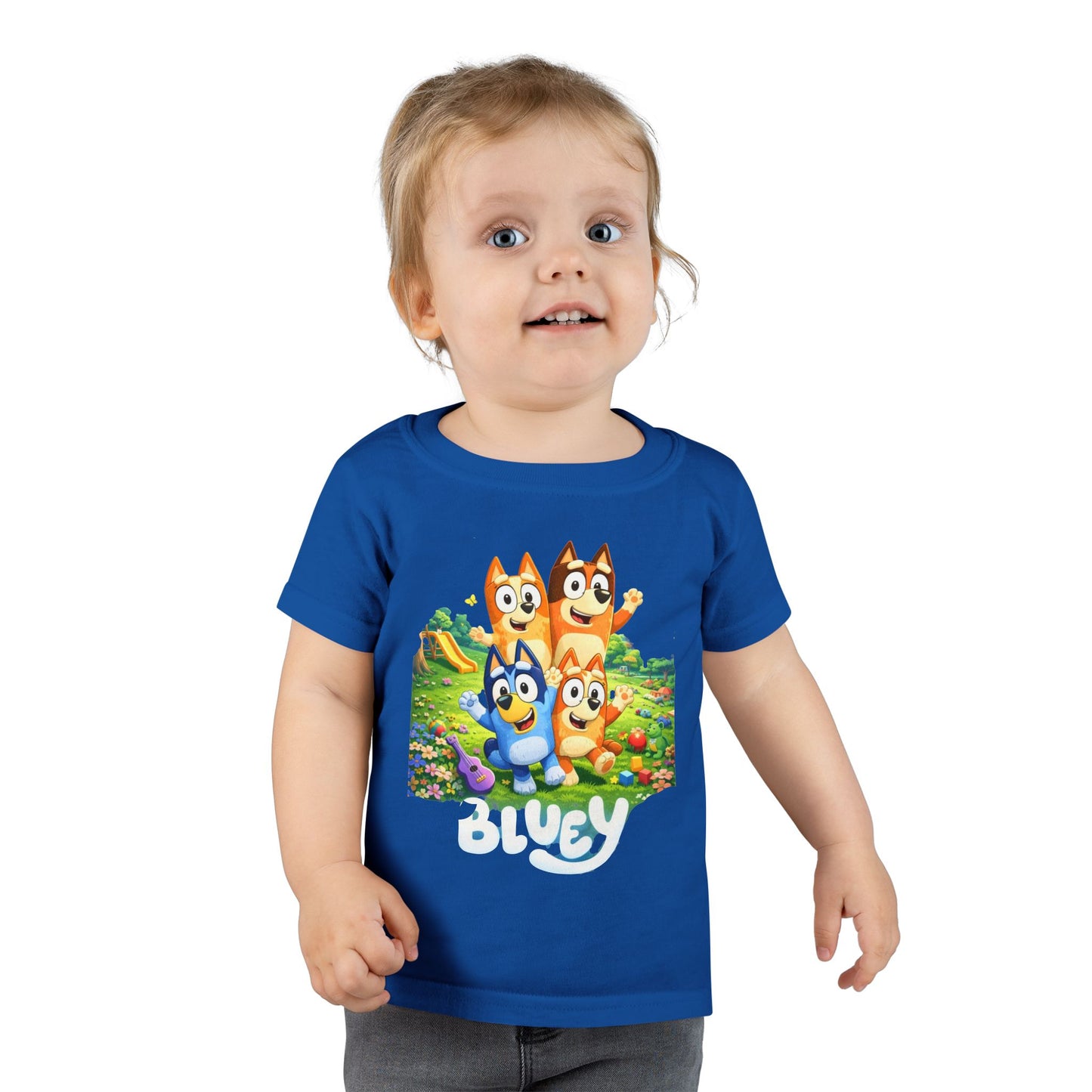 Bluey Family Toddler T-Shirt — Colorful Cartoon Puppy Graphic Tee