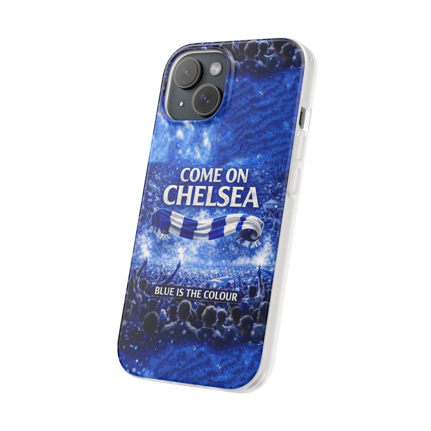 Funda flexible para teléfono del Chelsea Football: "Vamos Chelsea" en azul para aficionados