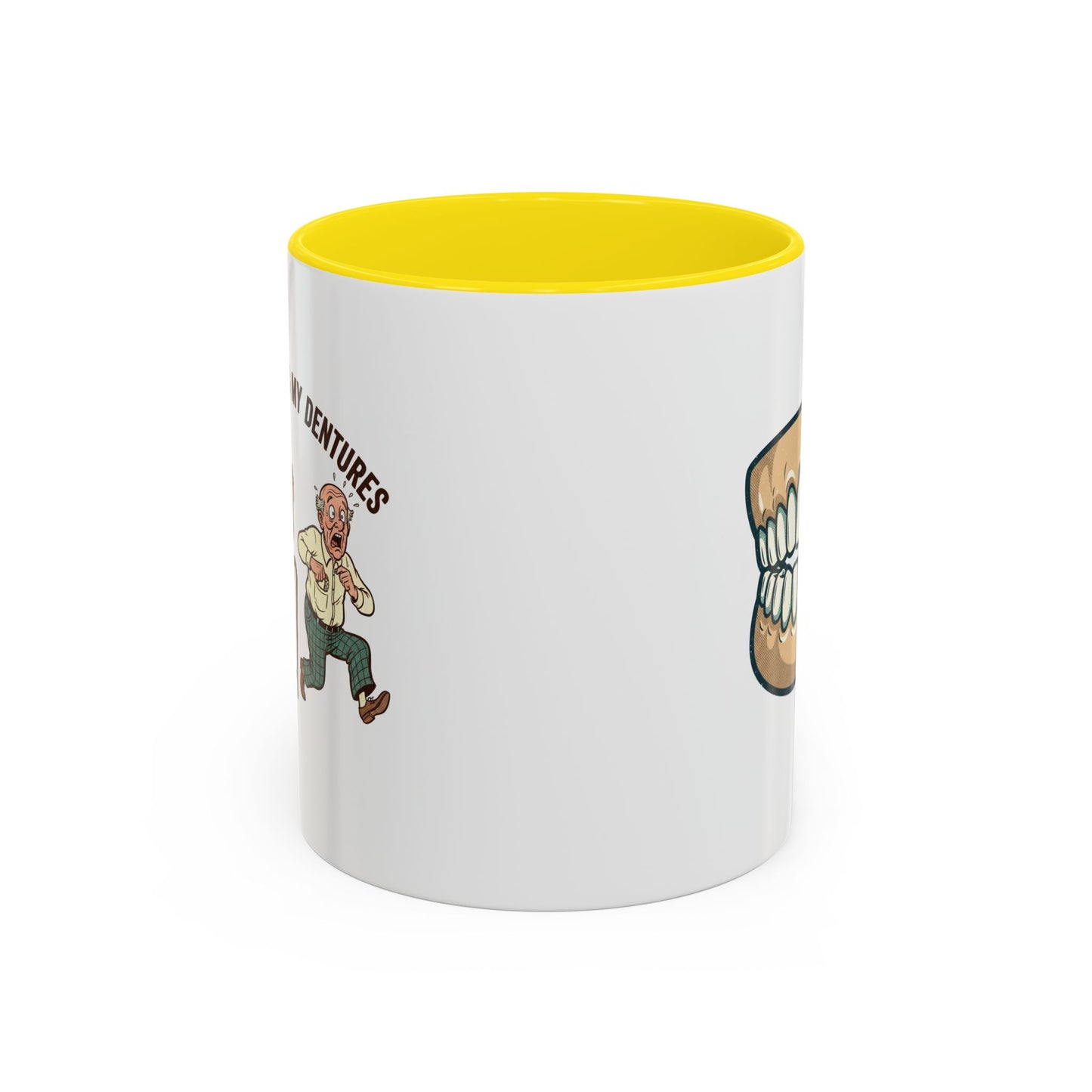 Chattering Dentures Coffee Mug — Funny Dental Illustration Accent Mug