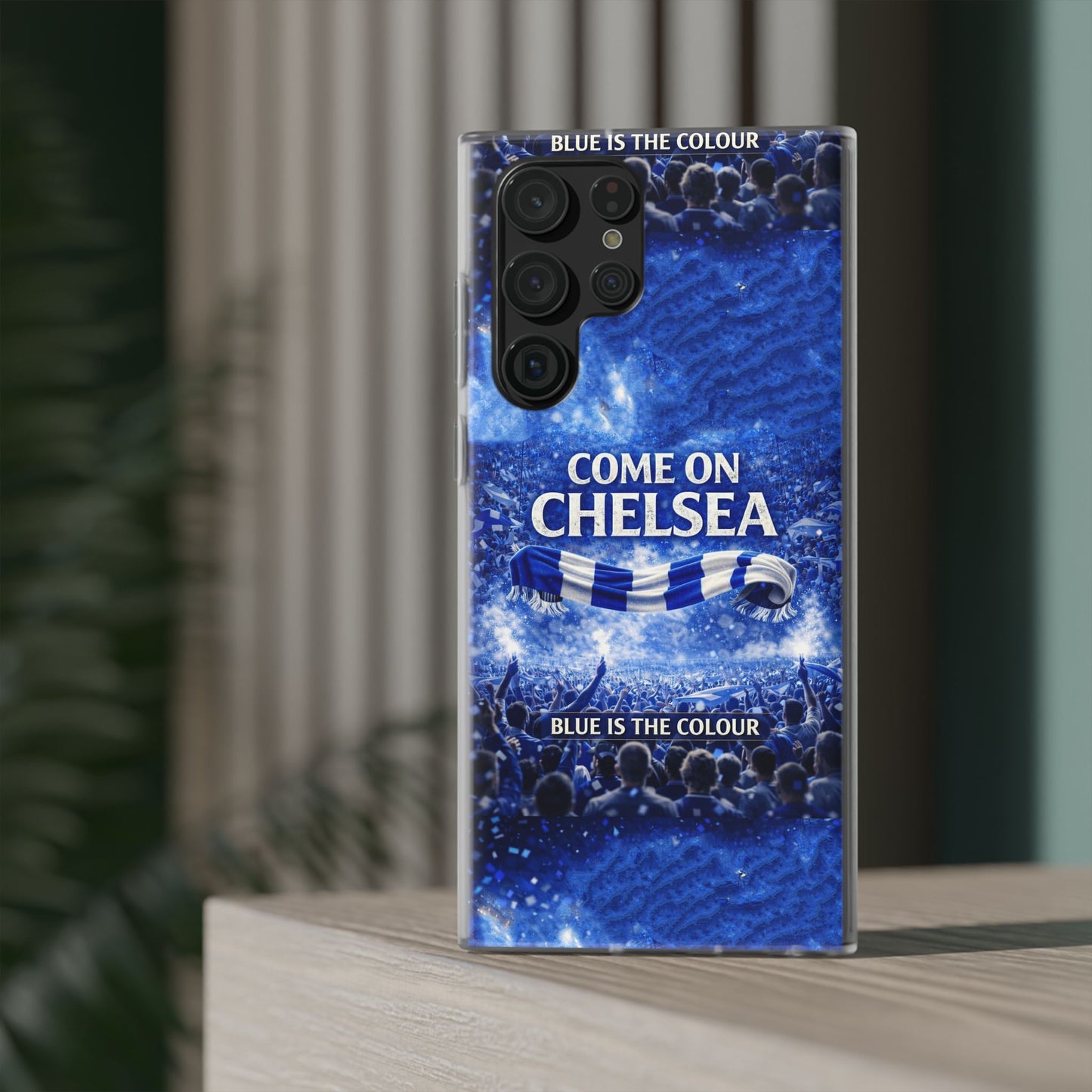 Funda flexible para teléfono del Chelsea Football: "Vamos Chelsea" en azul para aficionados