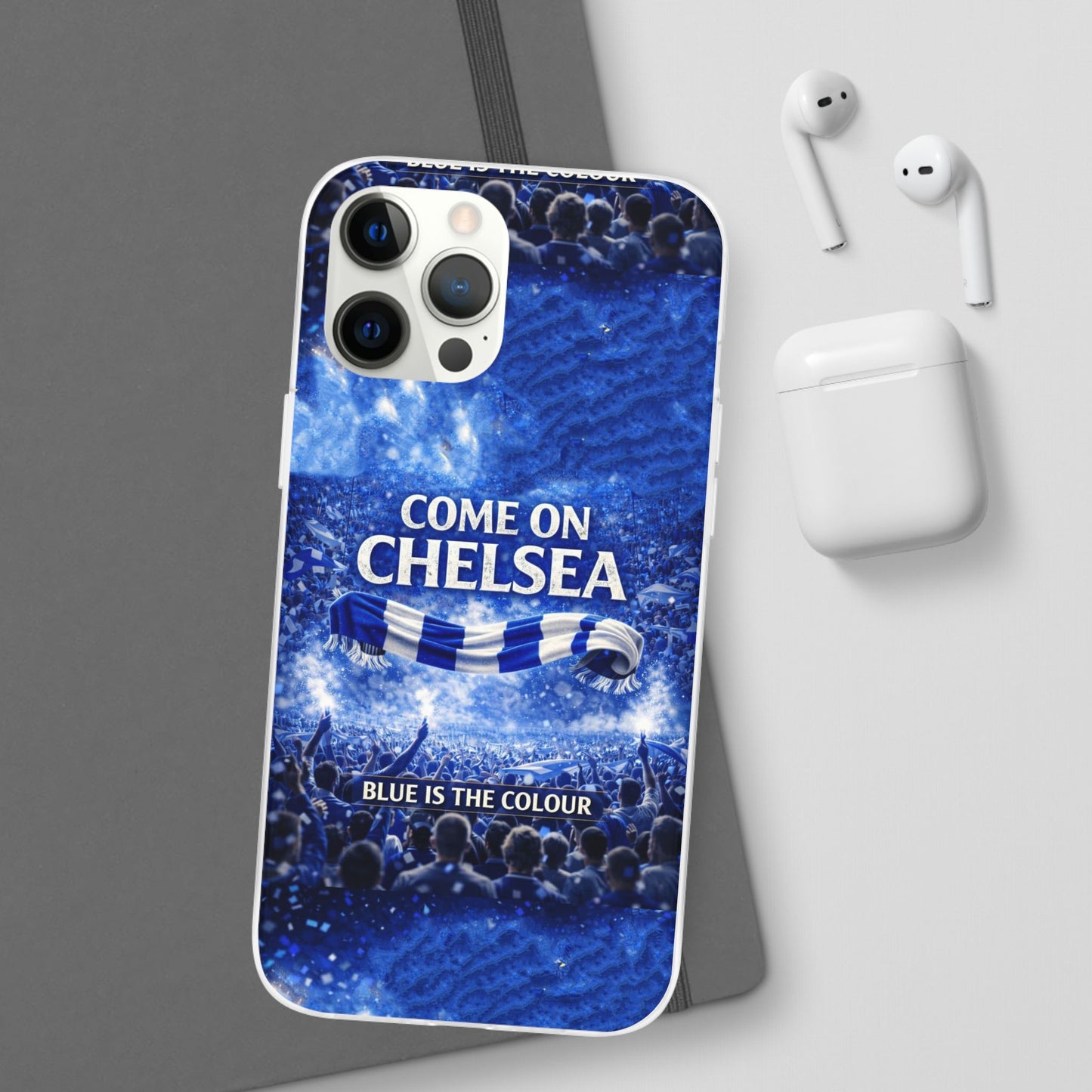 Funda flexible para teléfono del Chelsea Football: "Vamos Chelsea" en azul para aficionados