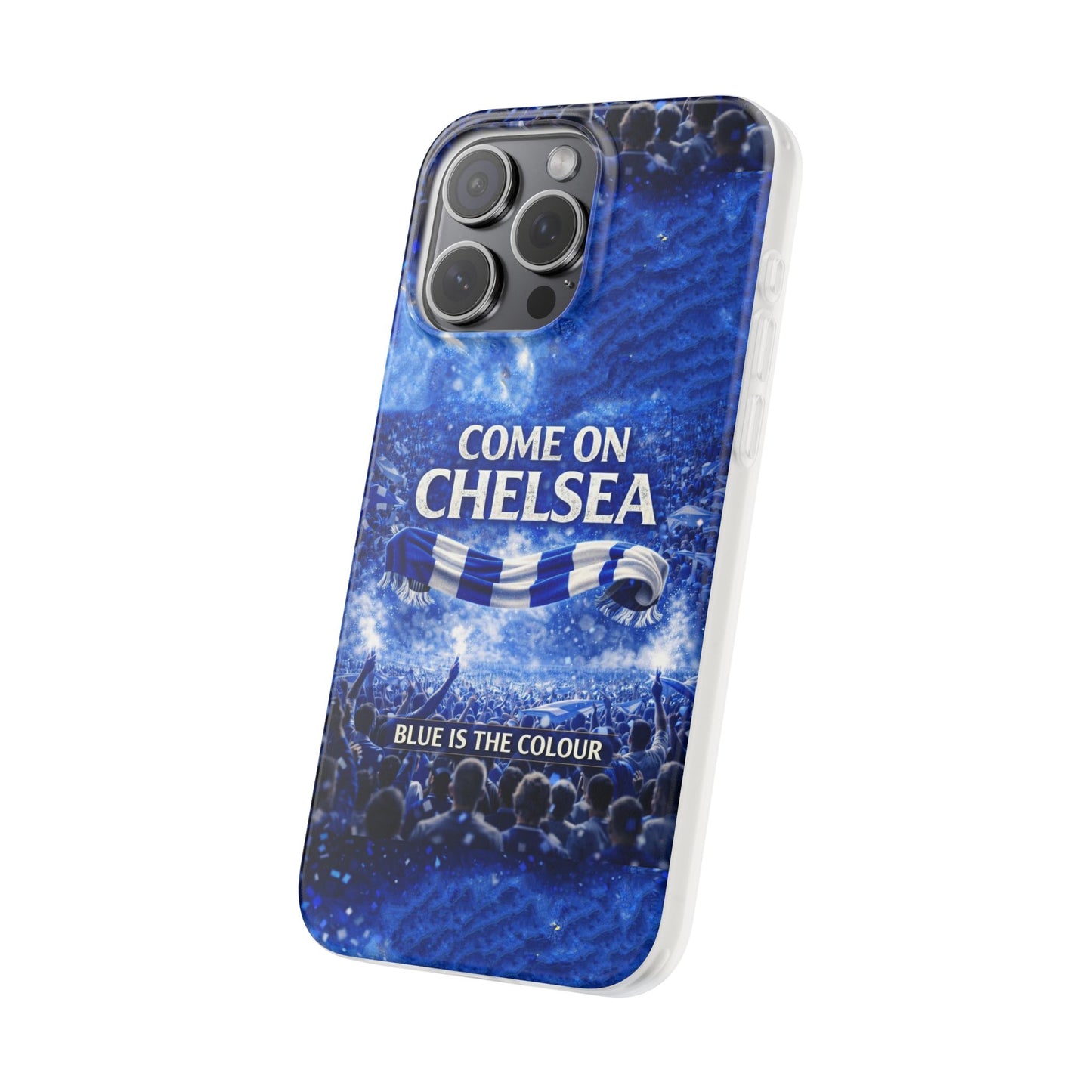 Funda flexible para teléfono del Chelsea Football: "Vamos Chelsea" en azul para aficionados