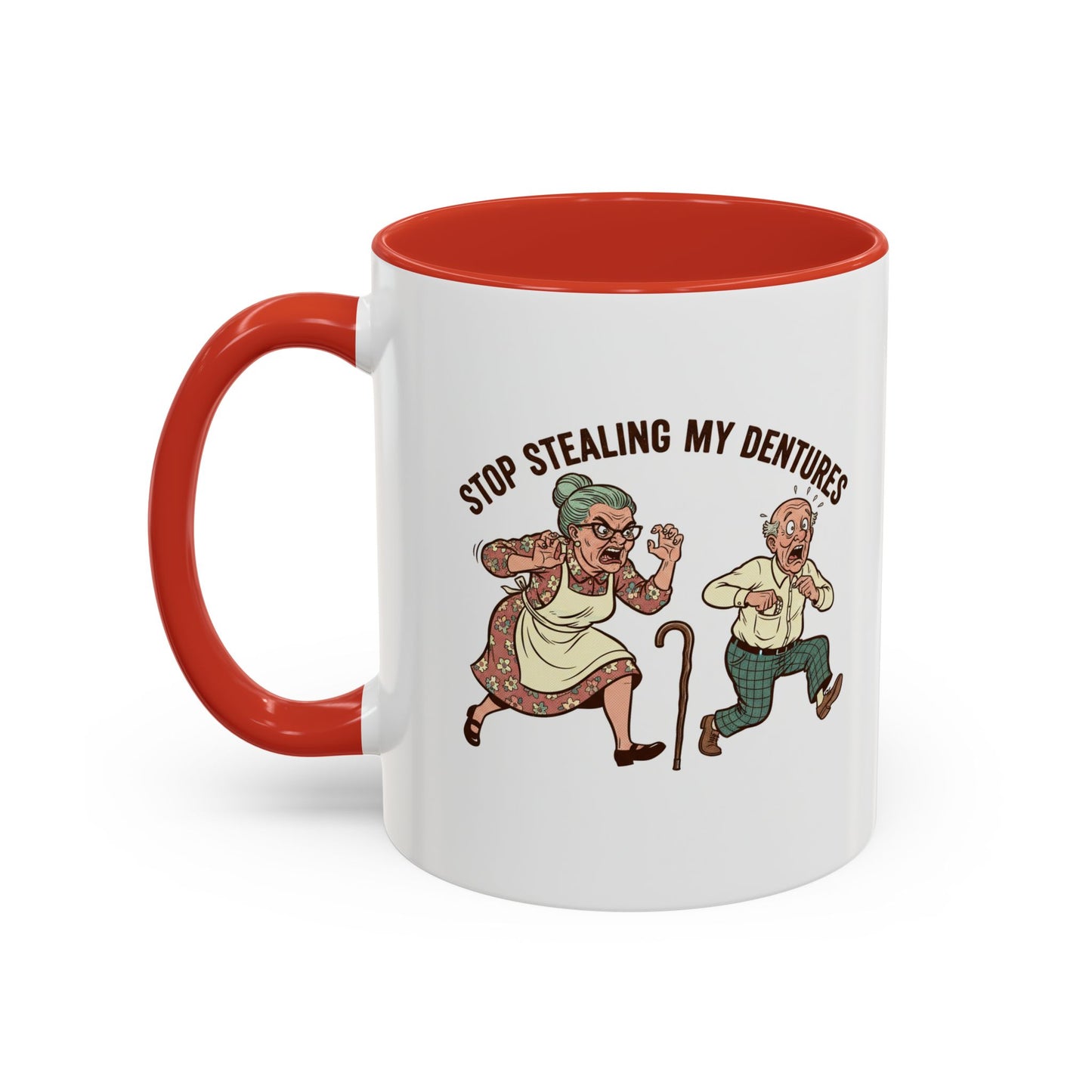 Chattering Dentures Coffee Mug — Funny Dental Illustration Accent Mug