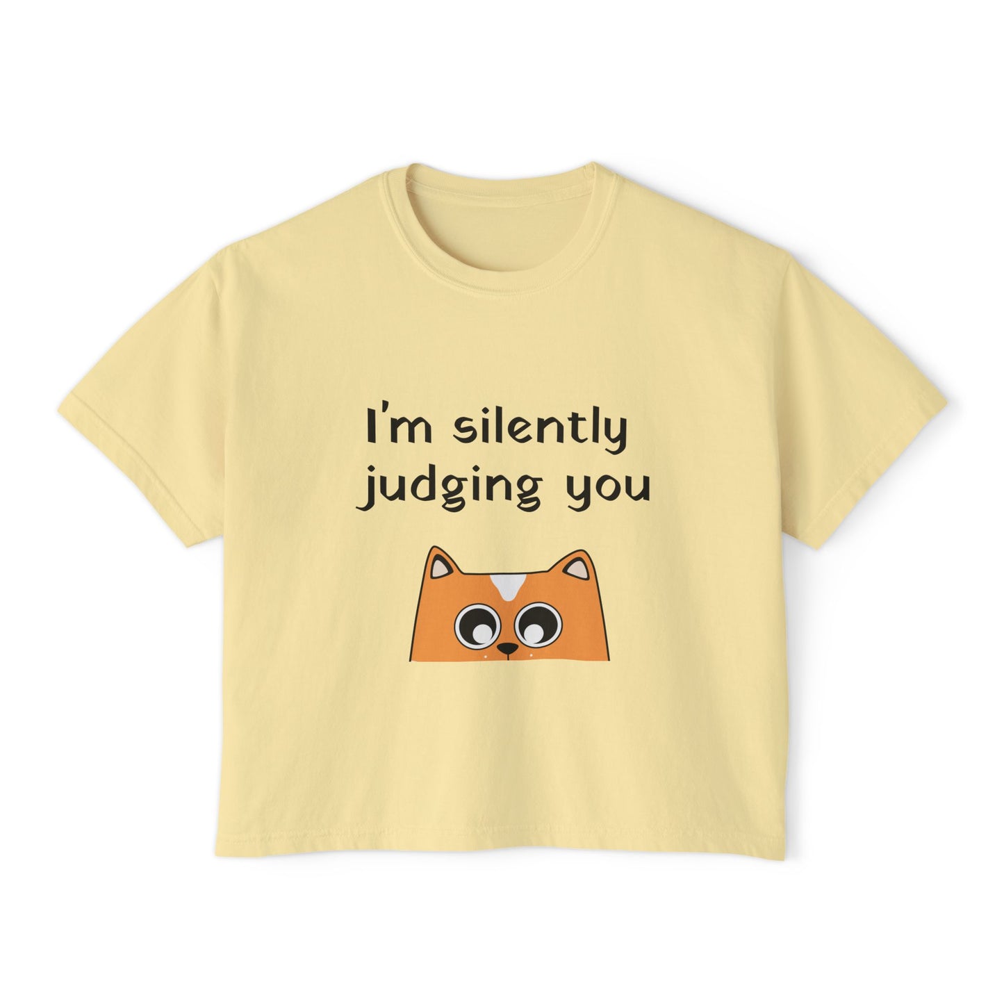 I'm Silently Judging You Cat Boxy Tee — Women's Funny Graphic T‑Shirt