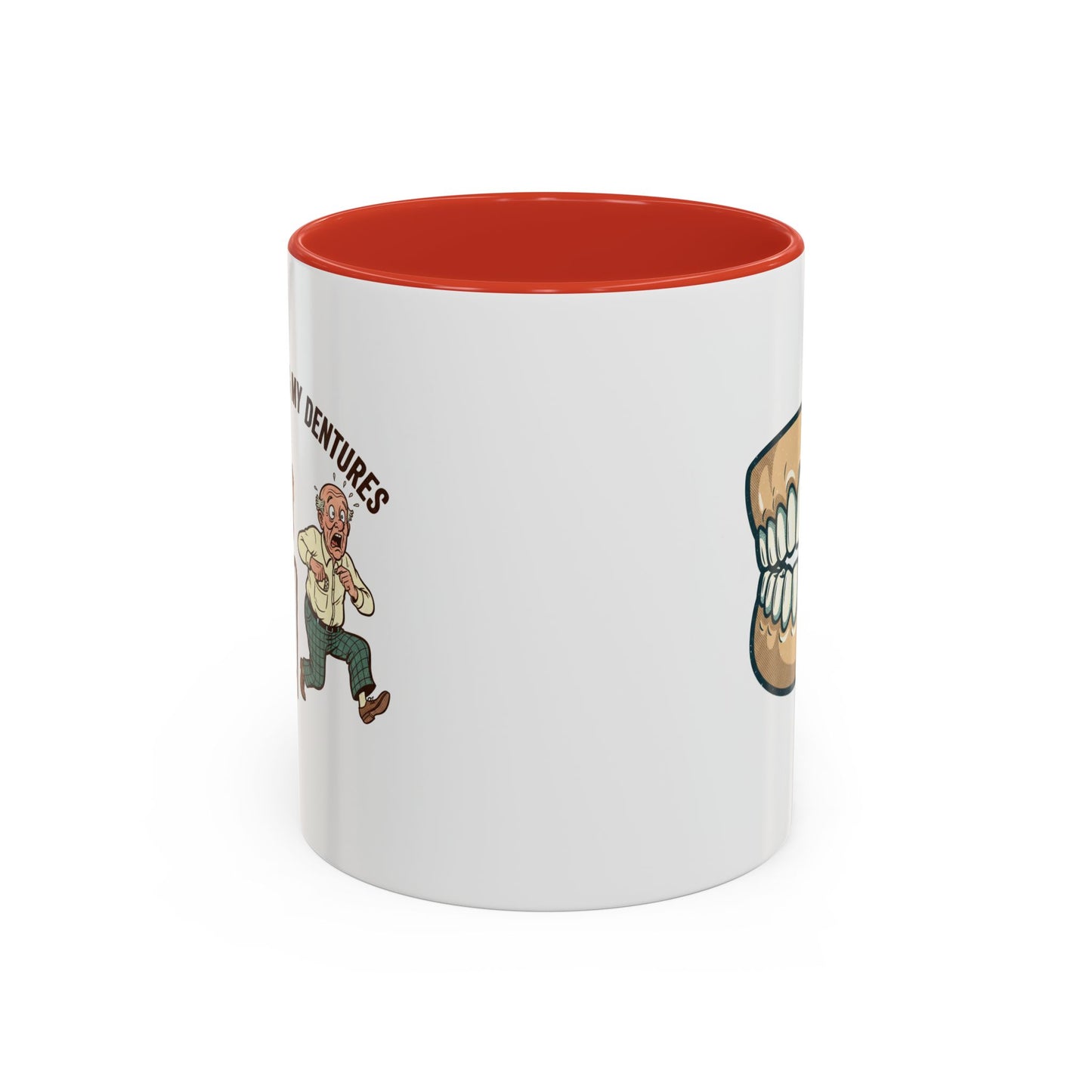 Chattering Dentures Coffee Mug — Funny Dental Illustration Accent Mug