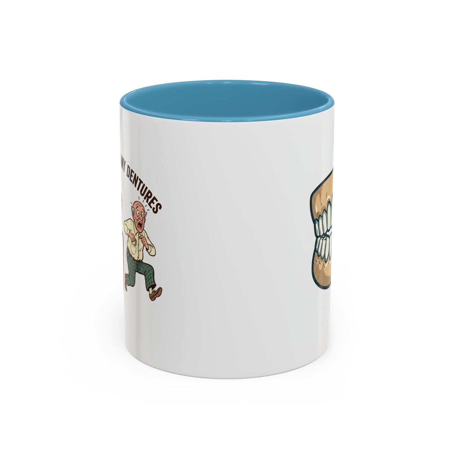Chattering Dentures Coffee Mug — Funny Dental Illustration Accent Mug
