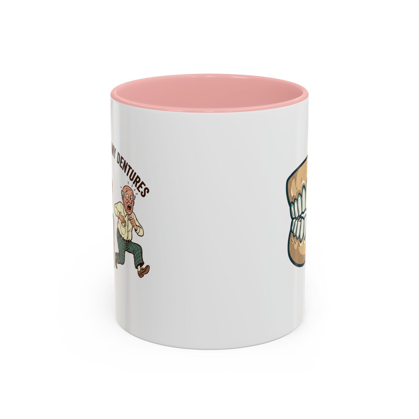 Chattering Dentures Coffee Mug — Funny Dental Illustration Accent Mug