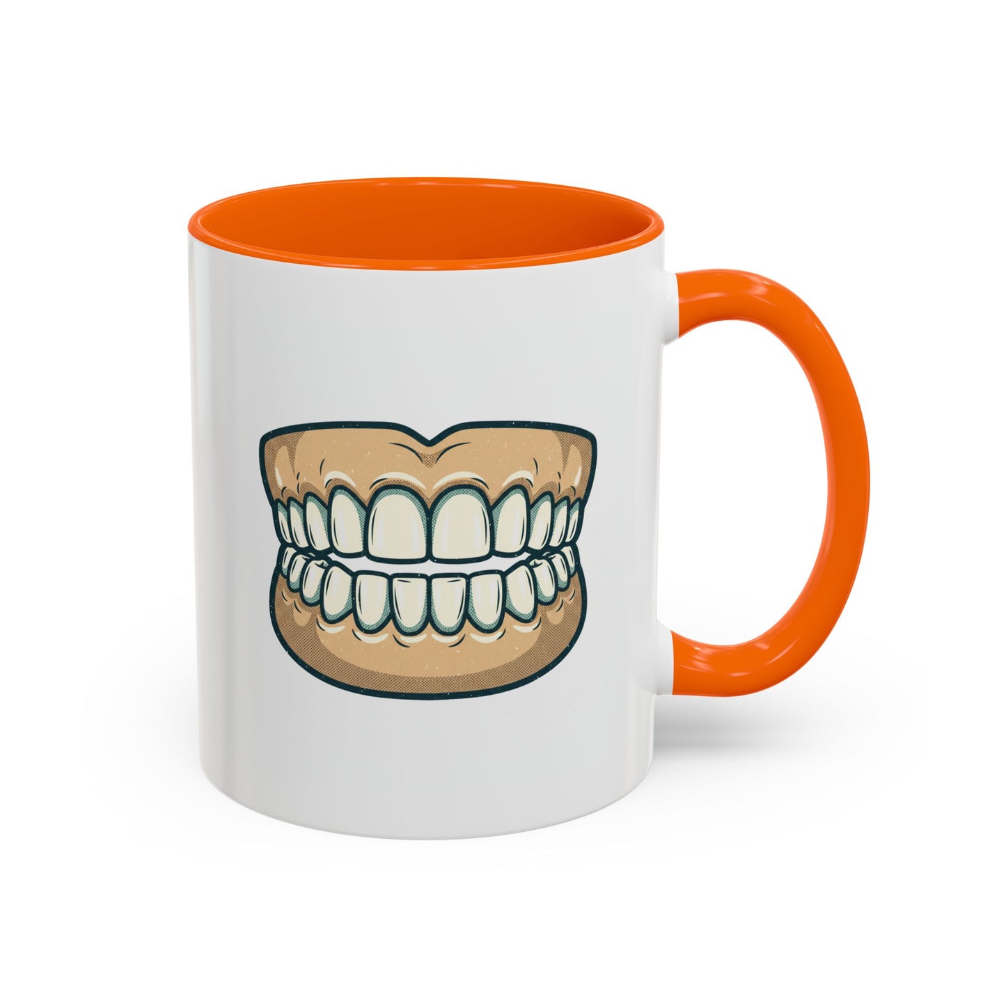 Chattering Dentures Coffee Mug — Funny Dental Illustration Accent Mug