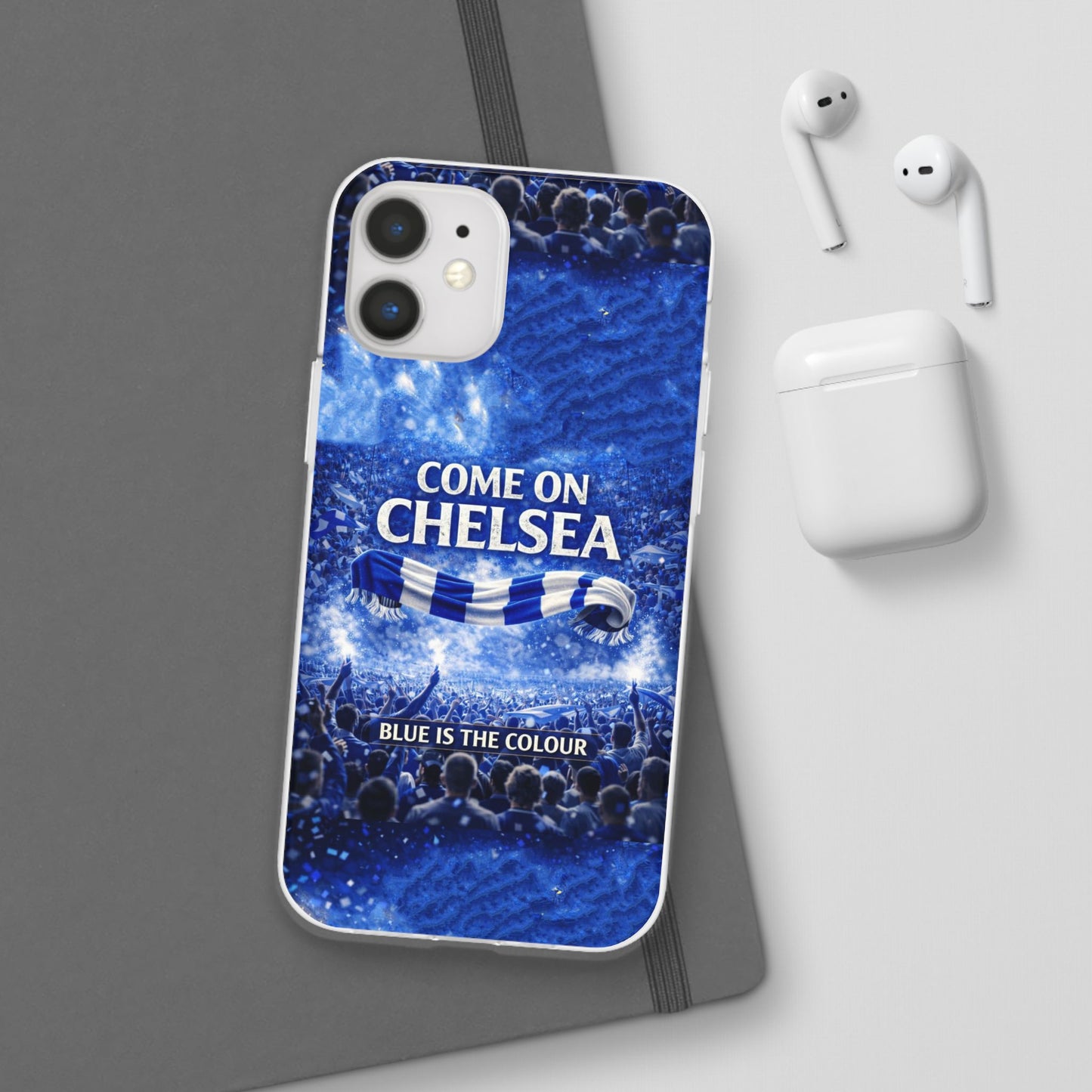 Funda flexible para teléfono del Chelsea Football: "Vamos Chelsea" en azul para aficionados