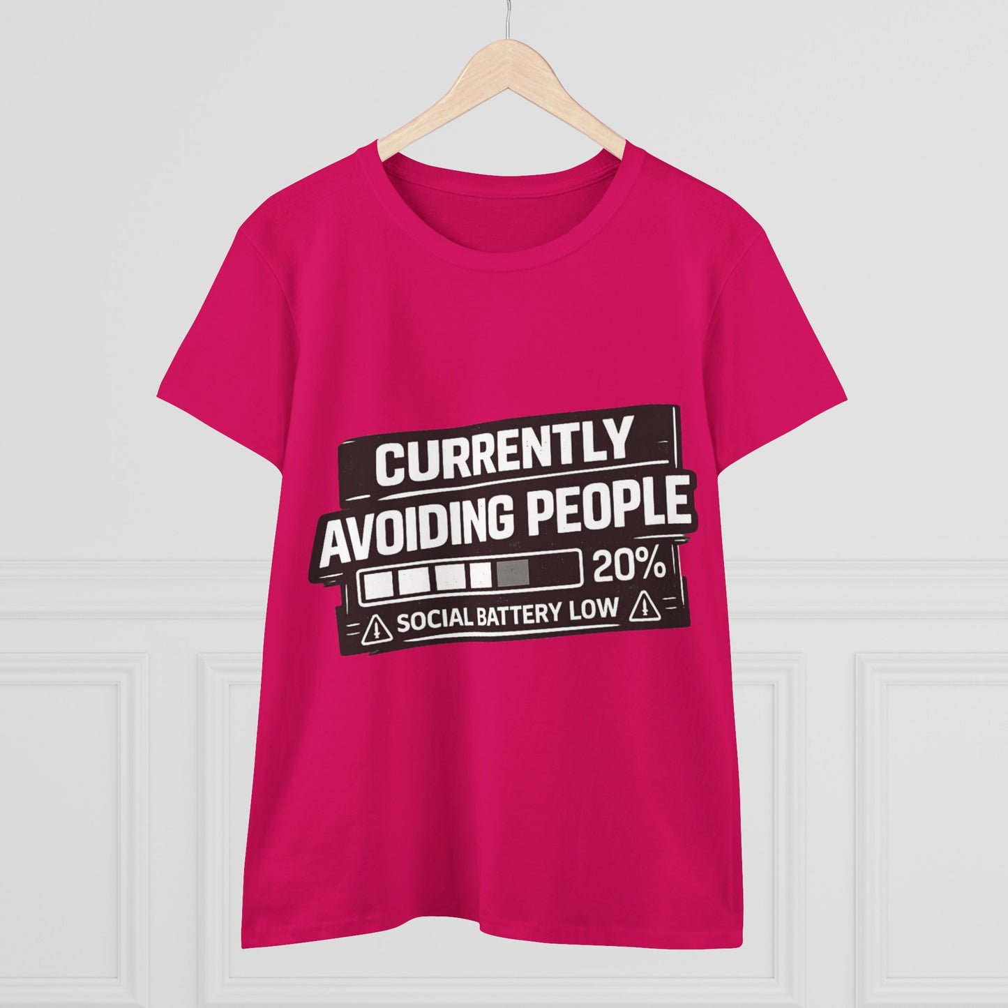 Currently Avoiding People T-Shirt — "Social Battery Low 20%" Graphic Tee