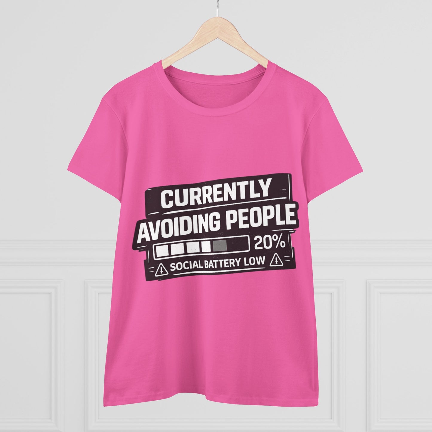 Currently Avoiding People T-Shirt — "Social Battery Low 20%" Graphic Tee