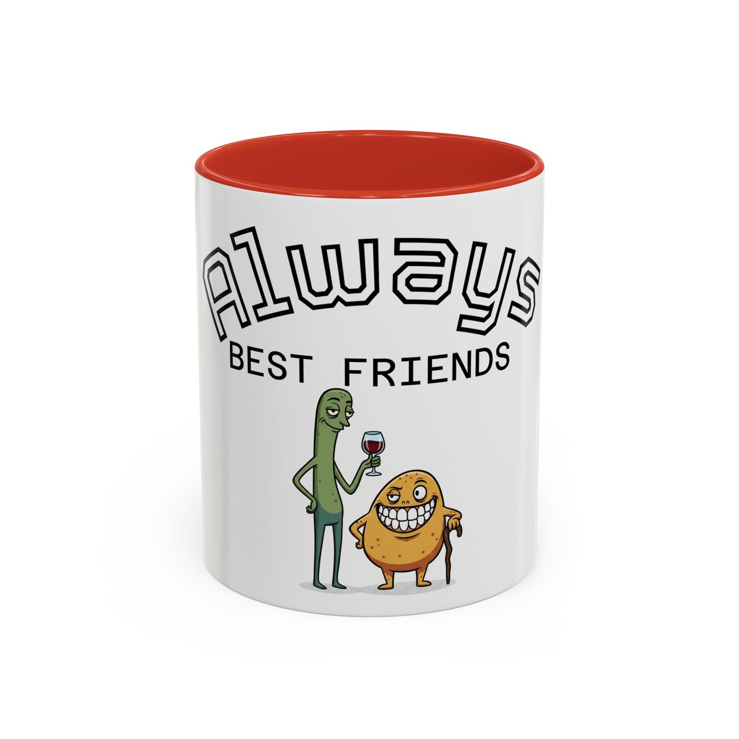 Taza de café — "Siempre mejores amigos" Divertida taza de la amistad con pepinillos y nuggets (11/15 oz)