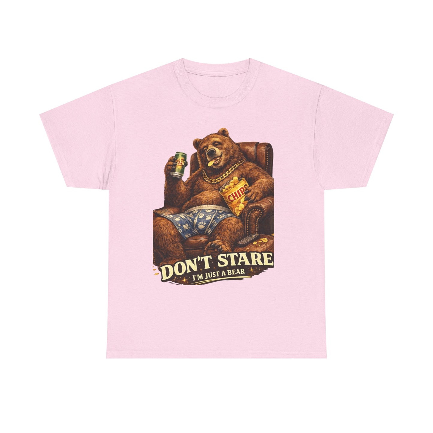 Bear Lounge T‑Shirt — "Don't Stare, I'm Just a Bear" Retro Graphic Tee
