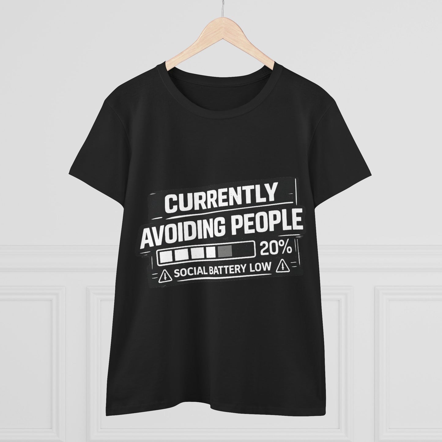 Currently Avoiding People T-Shirt — "Social Battery Low 20%" Graphic Tee