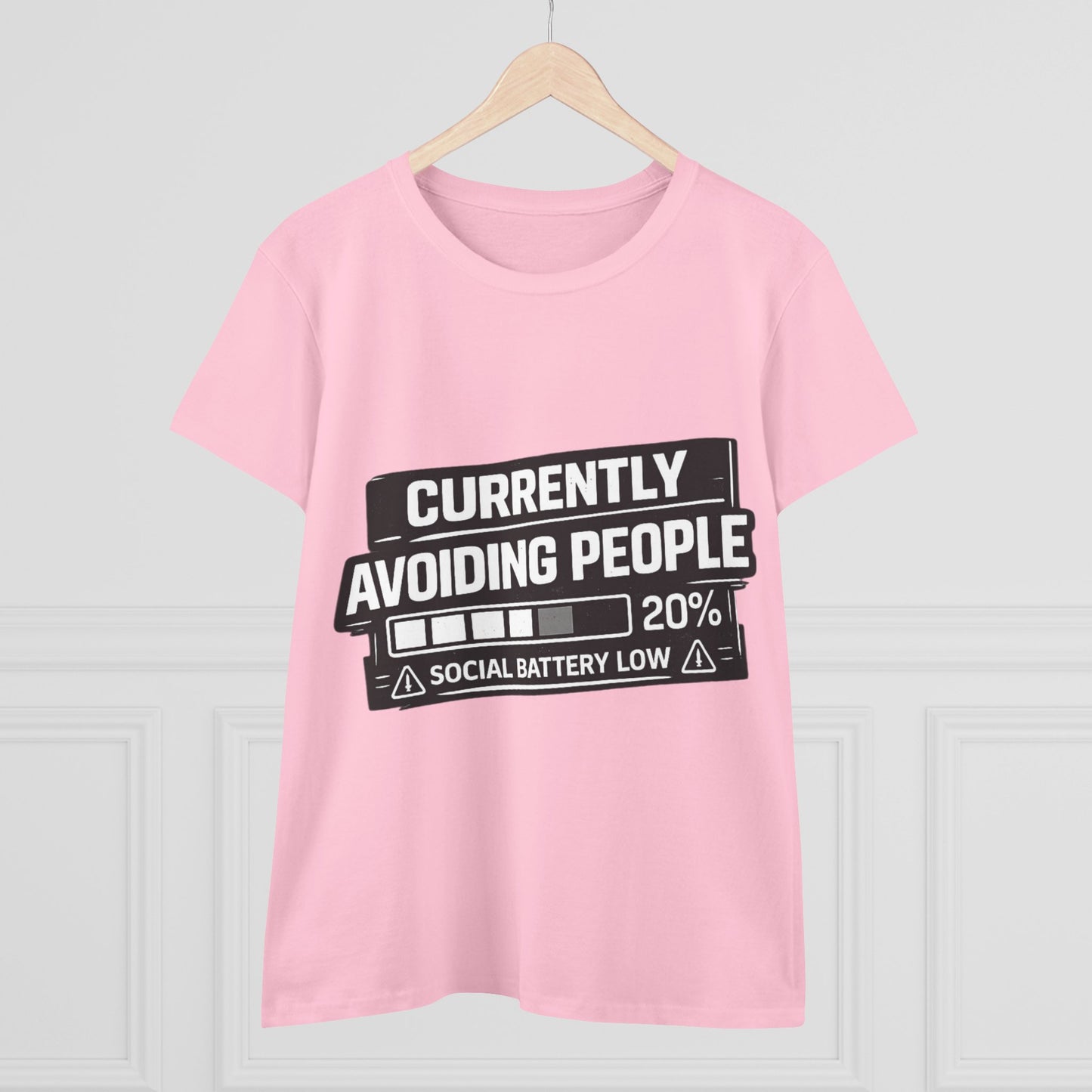 Currently Avoiding People T-Shirt — "Social Battery Low 20%" Graphic Tee