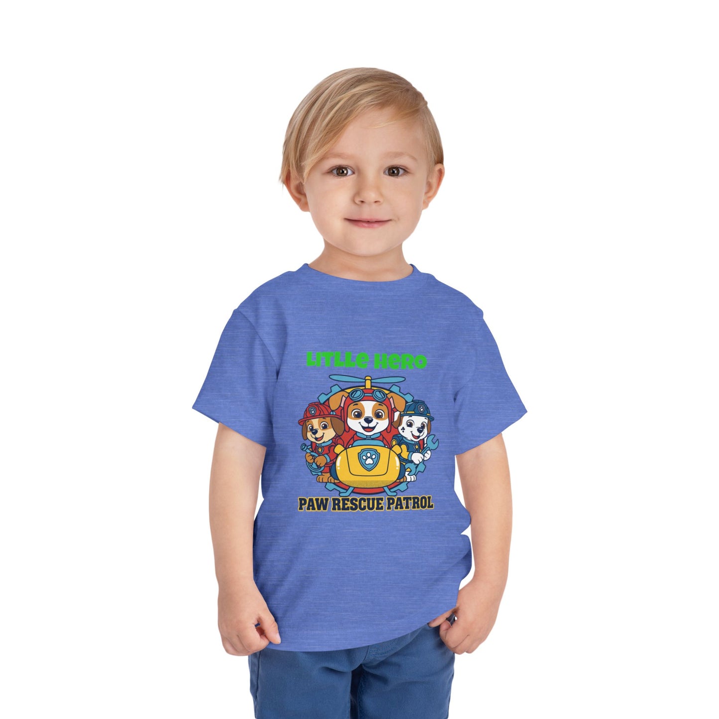 Little Hero Paw Rescue Patrol Toddler Tee — Kids' Cartoon Rescue Dog Shirt