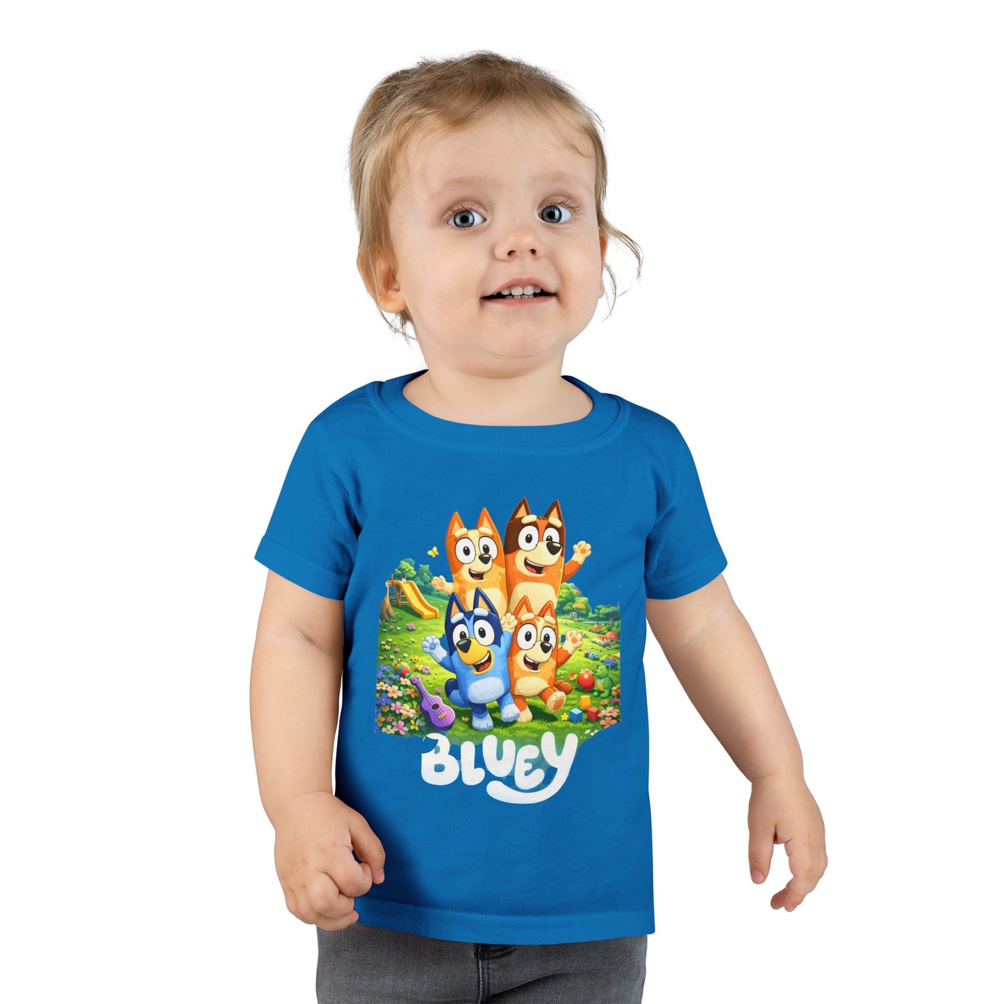 Bluey Family Toddler T-Shirt — Colorful Cartoon Puppy Graphic Tee