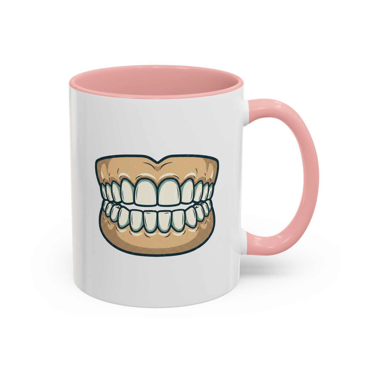 Chattering Dentures Coffee Mug — Funny Dental Illustration Accent Mug