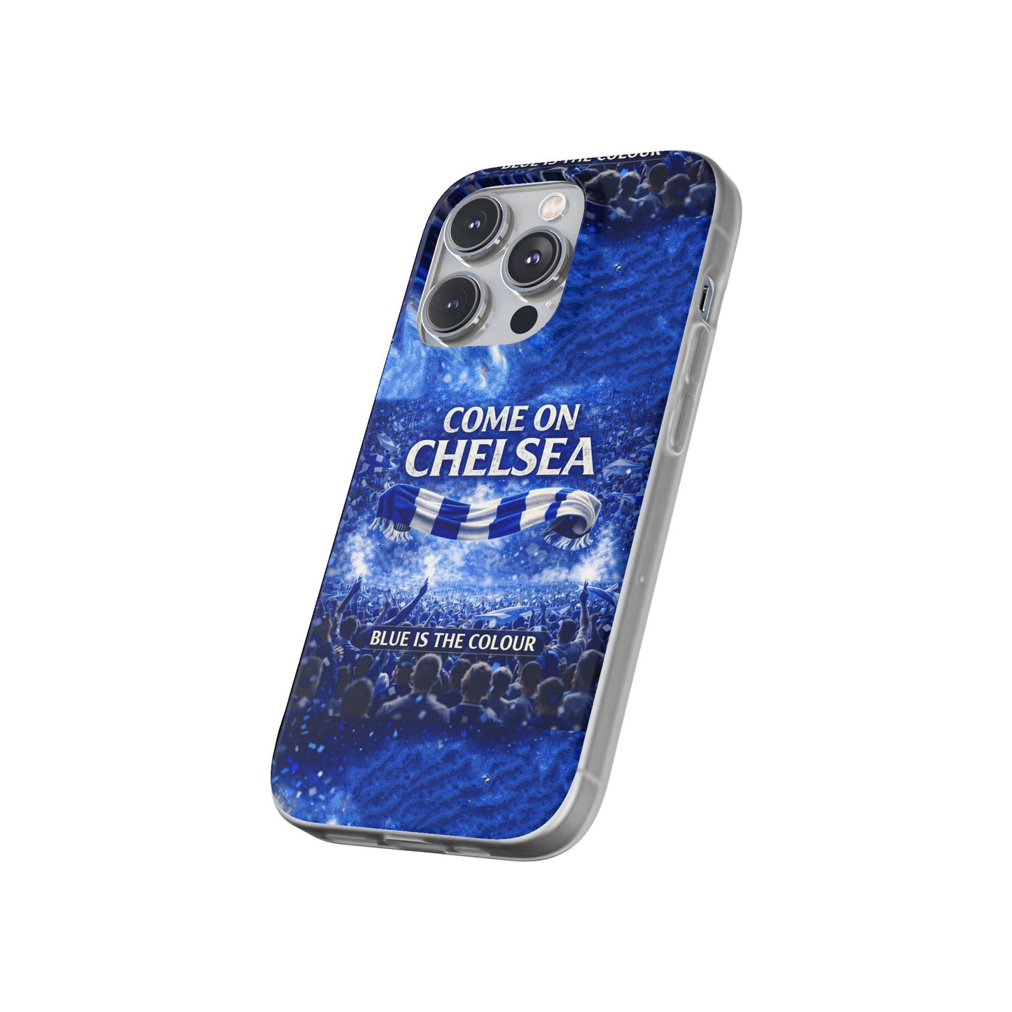 Funda flexible para teléfono del Chelsea Football: "Vamos Chelsea" en azul para aficionados