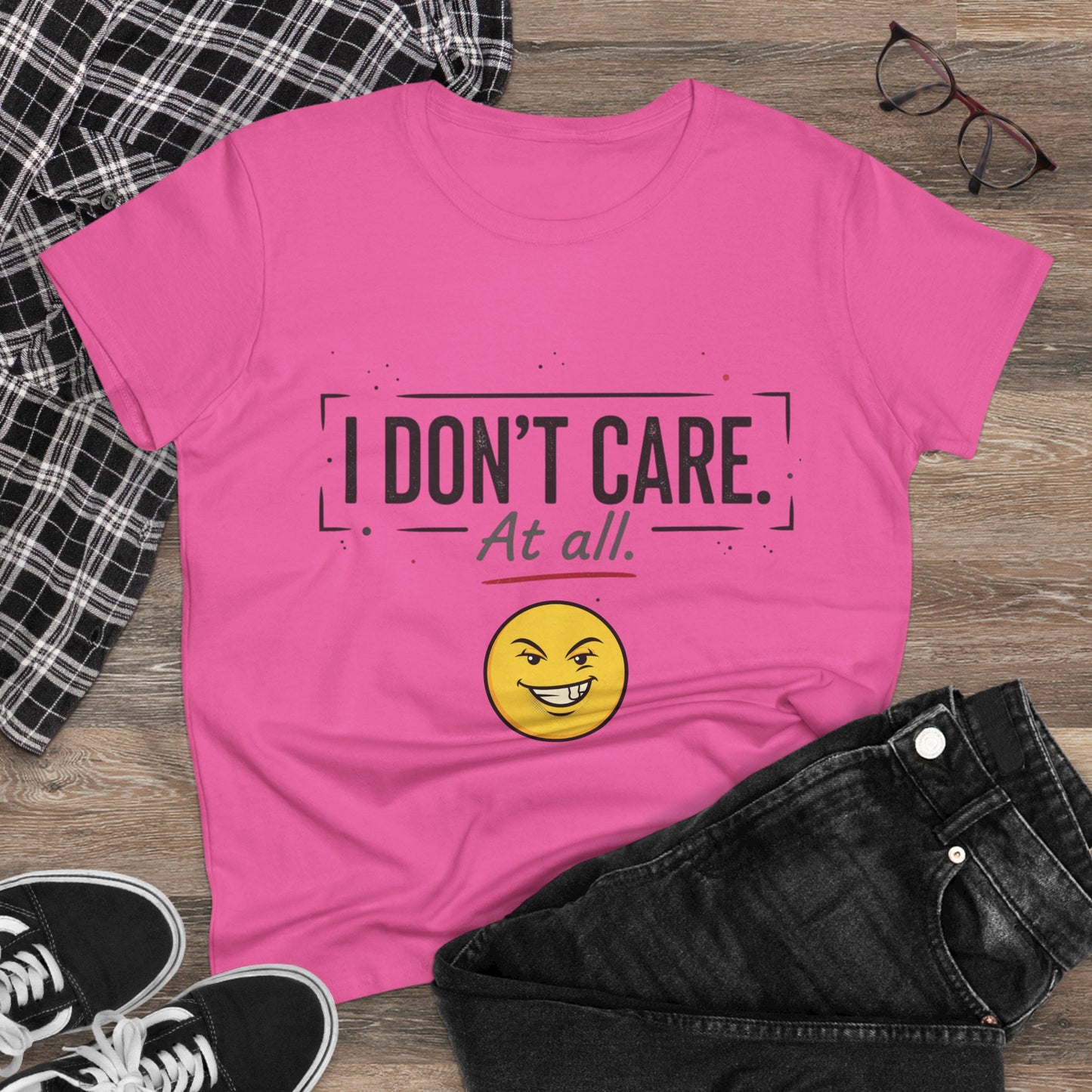 I Don't Care At All T-Shirt — Sassy Emoji Women's Tee