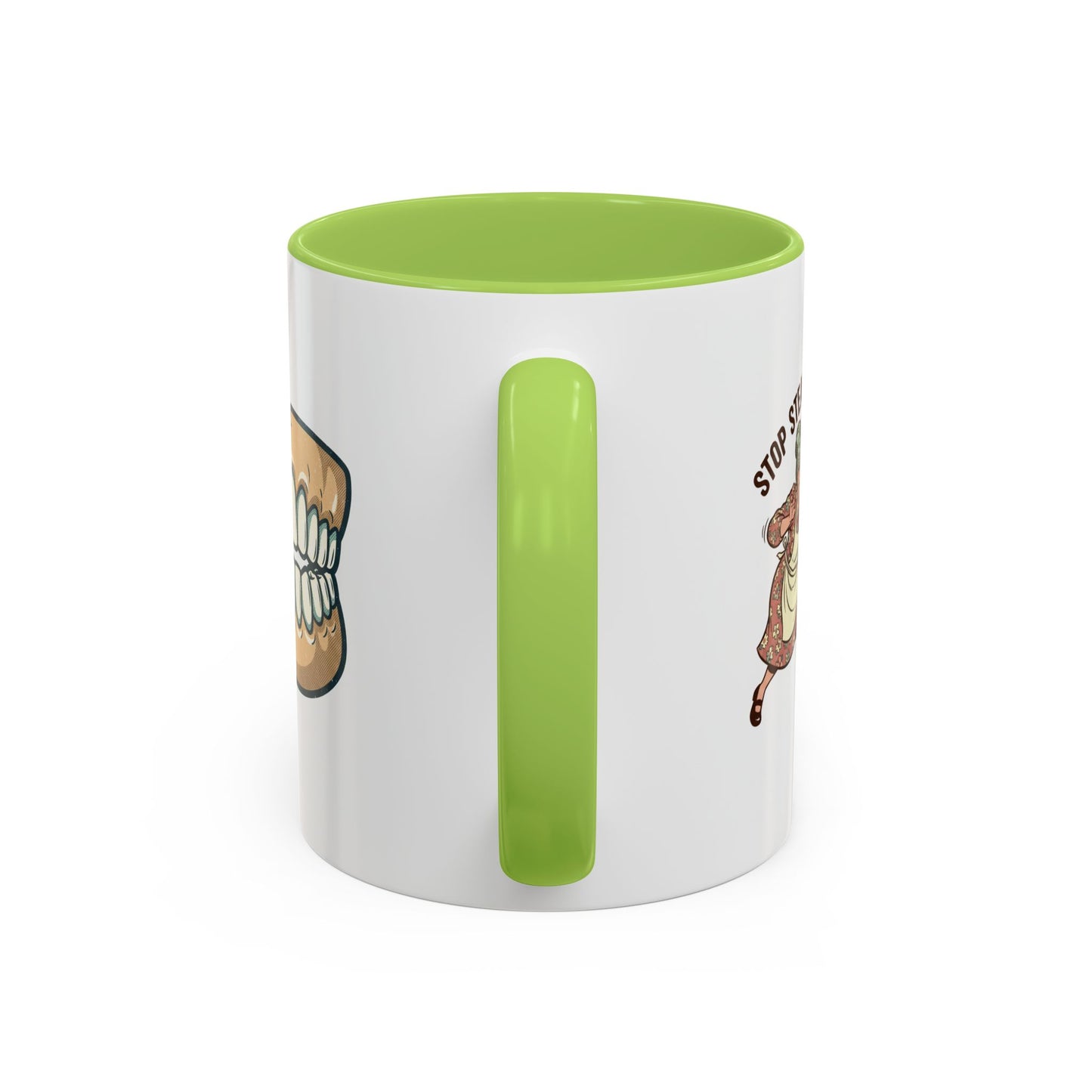 Chattering Dentures Coffee Mug — Funny Dental Illustration Accent Mug
