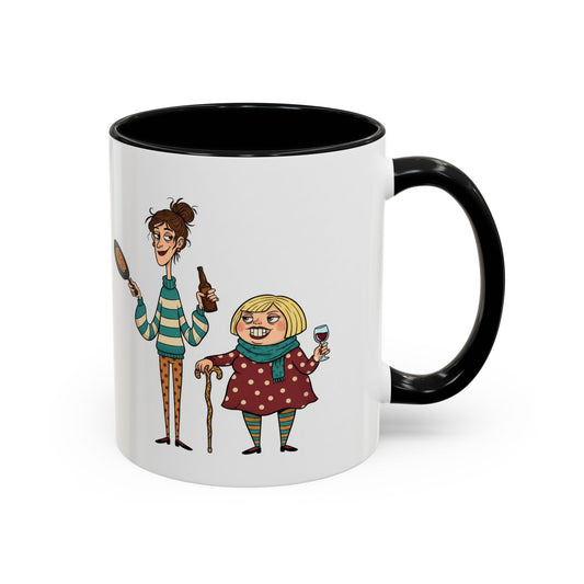 Funny Family Characters Accent Coffee Mug – Quirky Cartoon Parents & Kids Gift