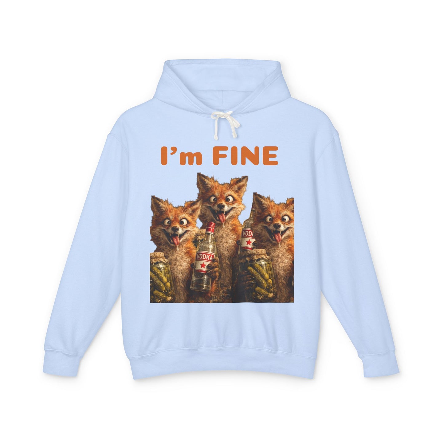 “I’m Fine” Foxes Hoodie — Funny Vintage Foxes Drinking Graphic Sweatshirt