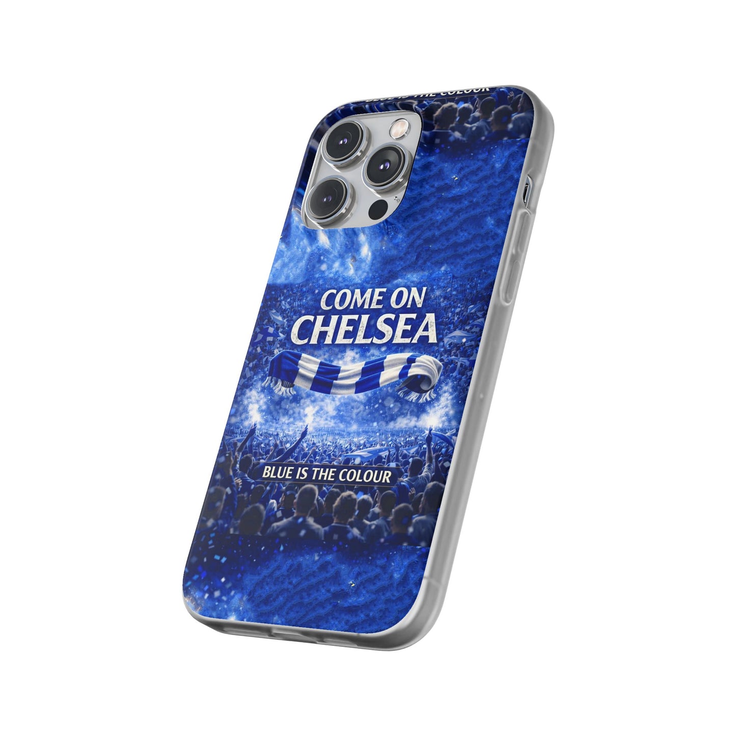 Funda flexible para teléfono del Chelsea Football: "Vamos Chelsea" en azul para aficionados