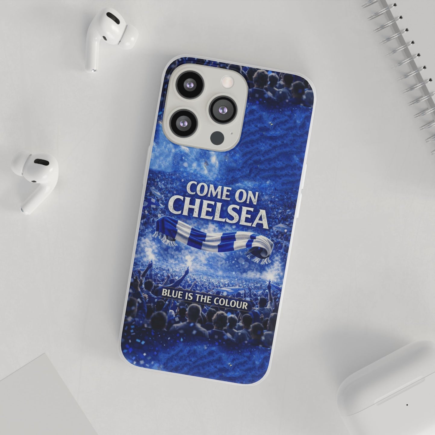 Funda flexible para teléfono del Chelsea Football: "Vamos Chelsea" en azul para aficionados