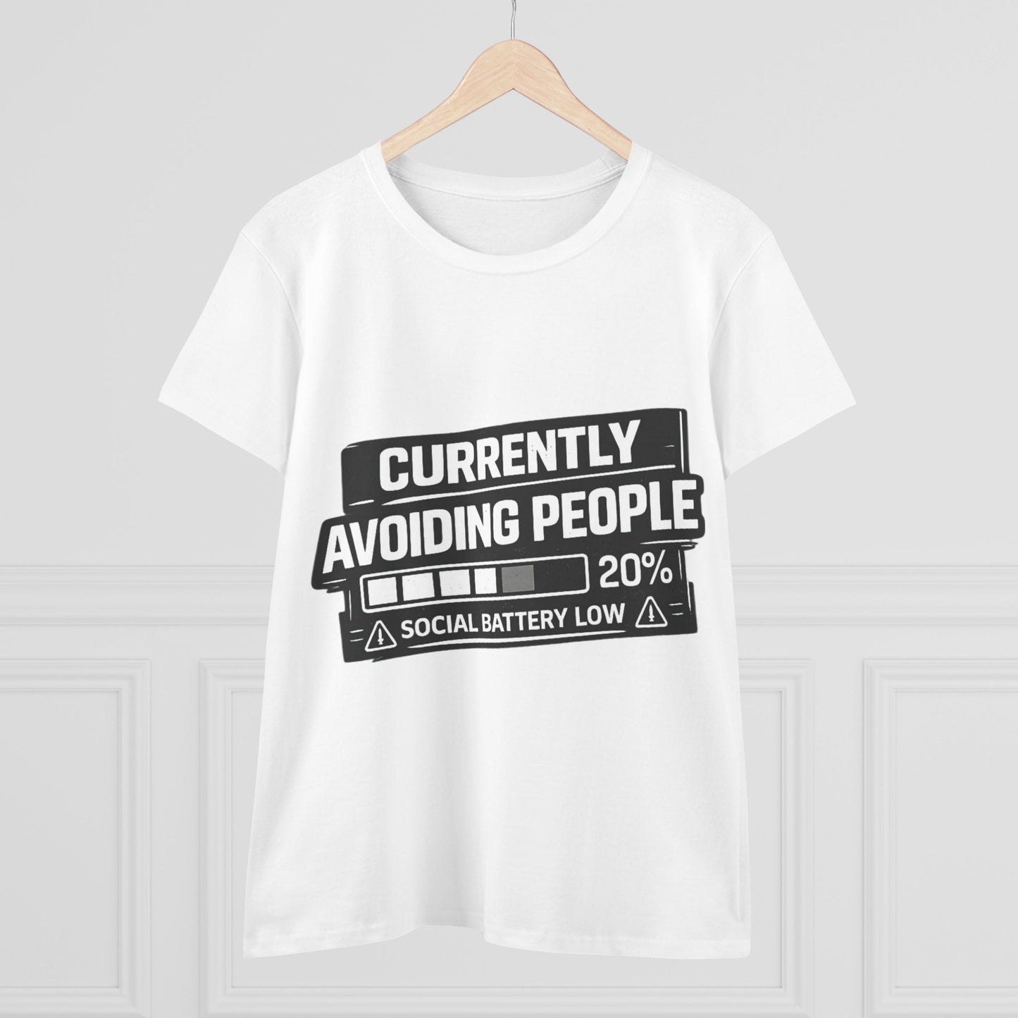 Currently Avoiding People T-Shirt — "Social Battery Low 20%" Graphic Tee