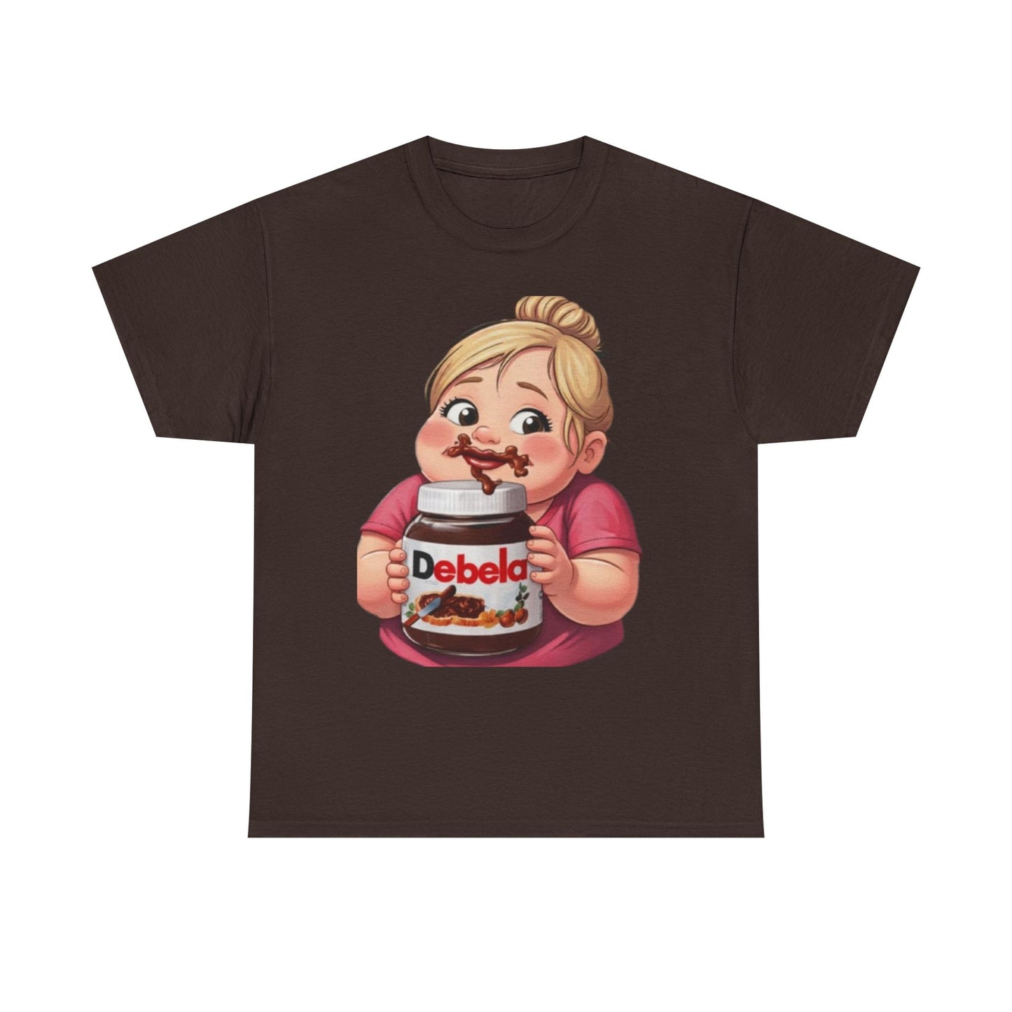 Camiseta con un niño adorable sosteniendo un tarro inspirada en Nutella — Camiseta divertida para amantes de los postres 