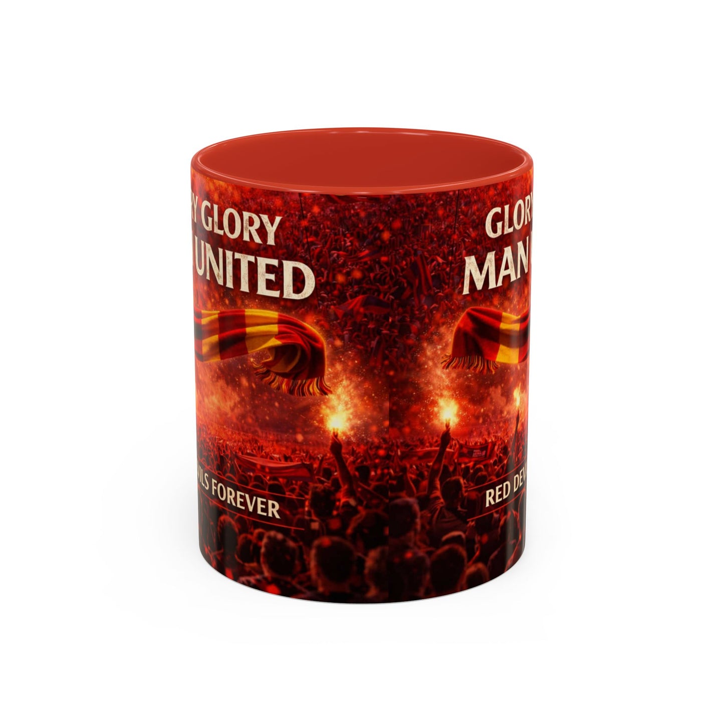 Taza del Manchester United con el logo de los Red Devils. "Glory Glory"