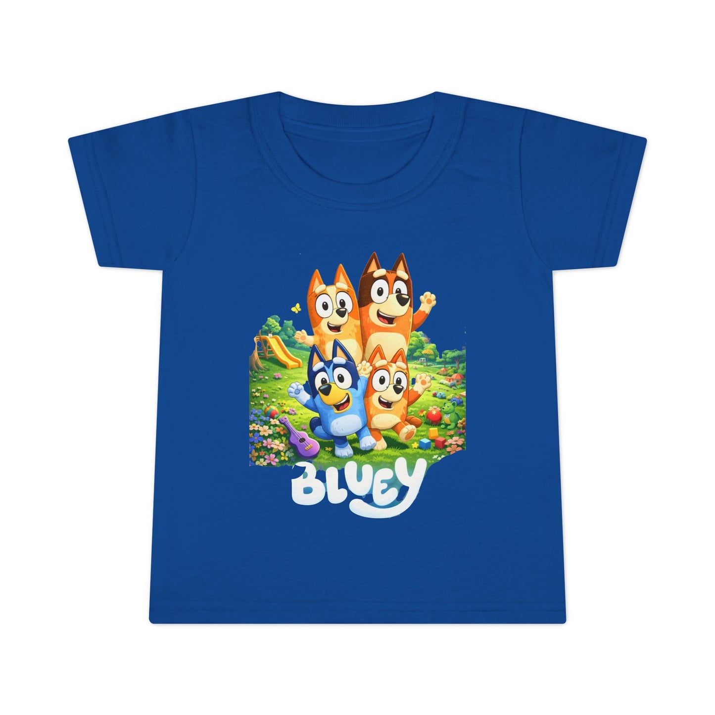 Bluey Family Toddler T-Shirt — Colorful Cartoon Puppy Graphic Tee